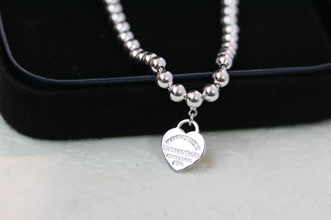 Tiffany & Co. Tiffany&Co.粉色珐琅爱心手链 925纯银