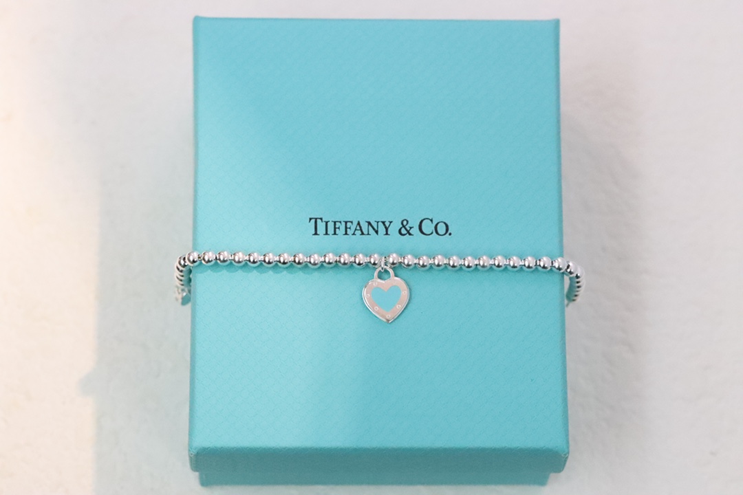 Tiffany & Co. Tiffany&Co.蓝色珐琅心形针扣锁骨项链 925纯银