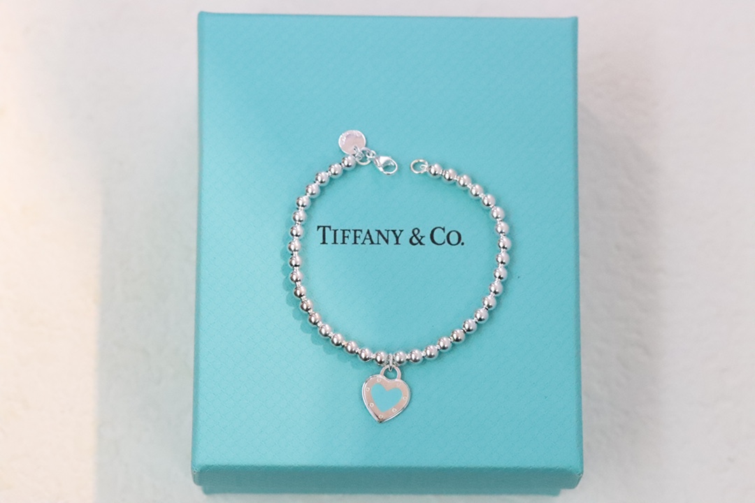Tiffany & Co. Tiffany&Co.蓝色珐琅心形针扣锁骨项链 925纯银