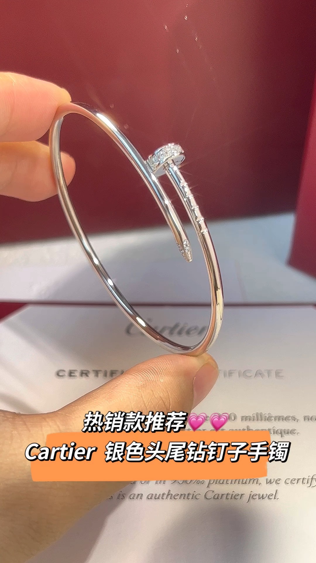 Cartier Cartier 银色头尾钻细版钉子手镯