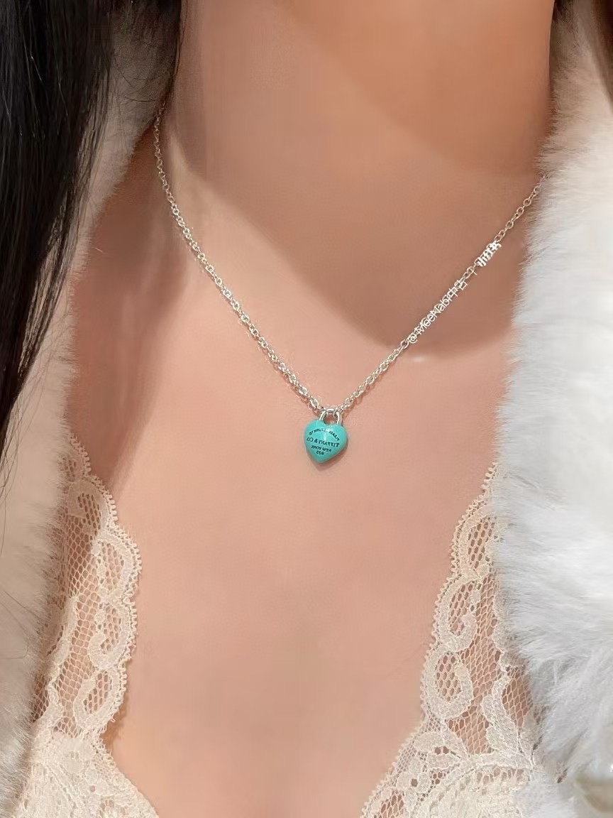 Tiffany & Co. Tiffany&Co.蓝胖子珐琅爱心糖豆 锁骨项链