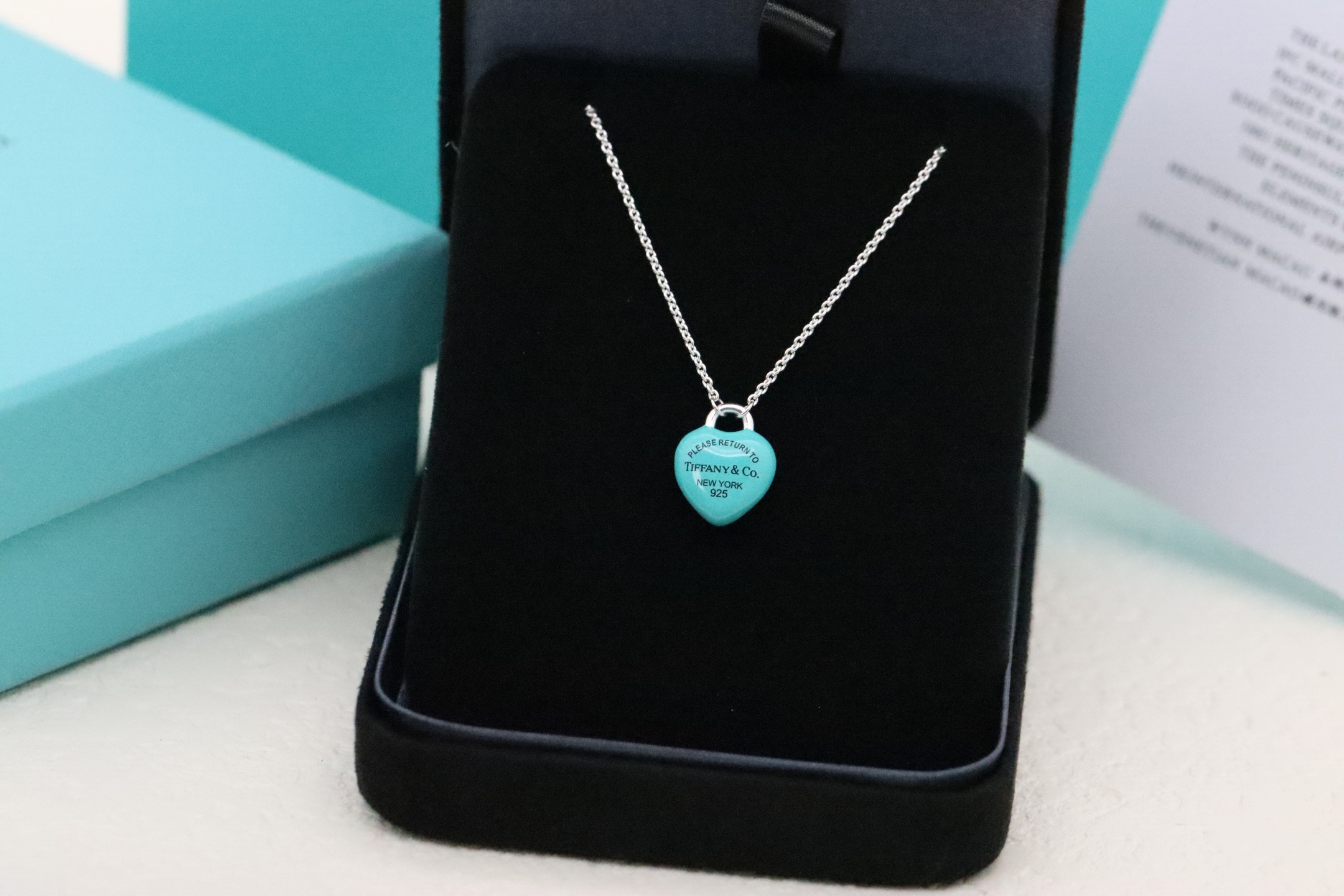 Tiffany & Co. Tiffany&Co.蓝胖子珐琅爱心糖豆 锁骨项链