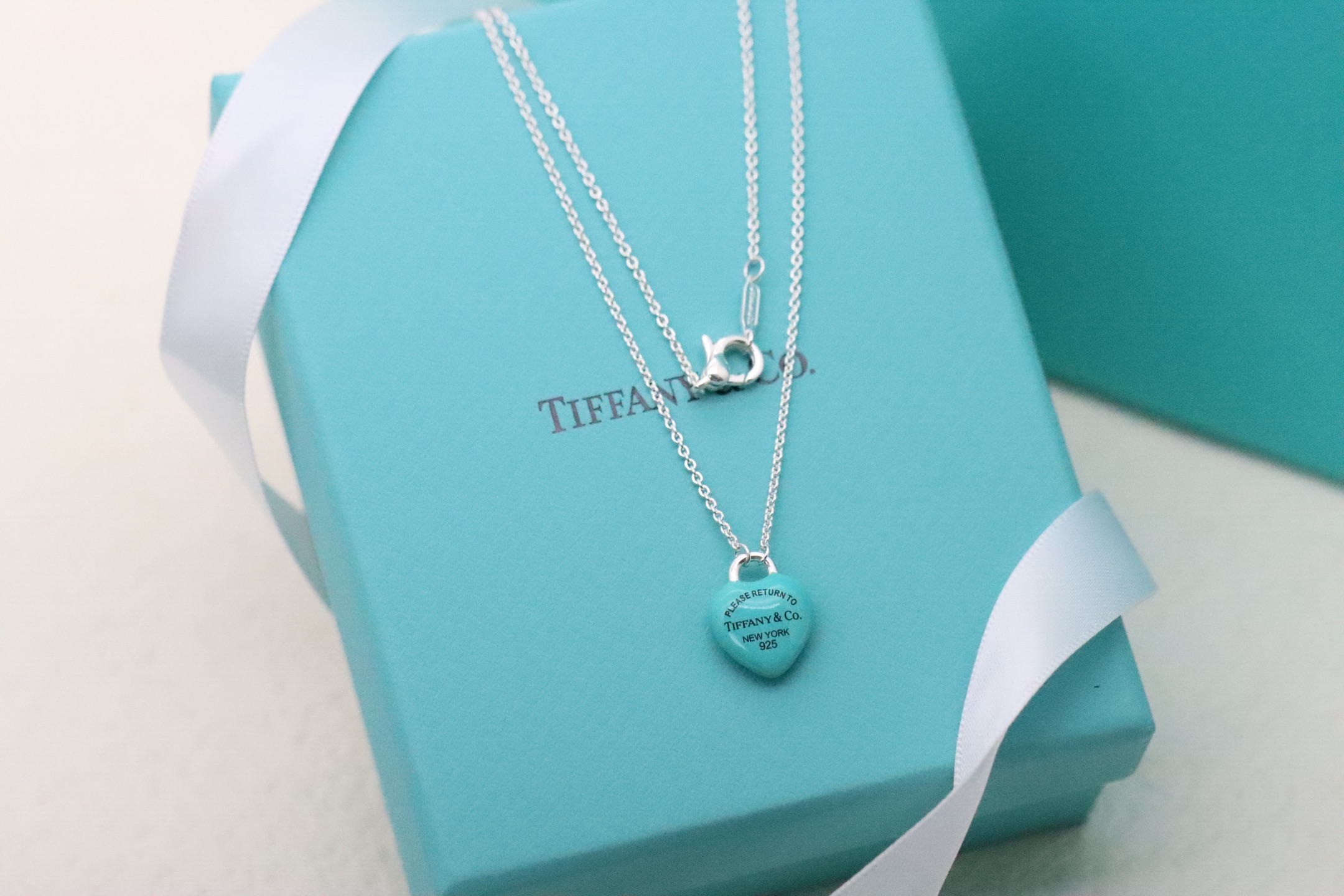 Tiffany & Co. Tiffany&Co.蓝胖子珐琅爱心糖豆 锁骨项链