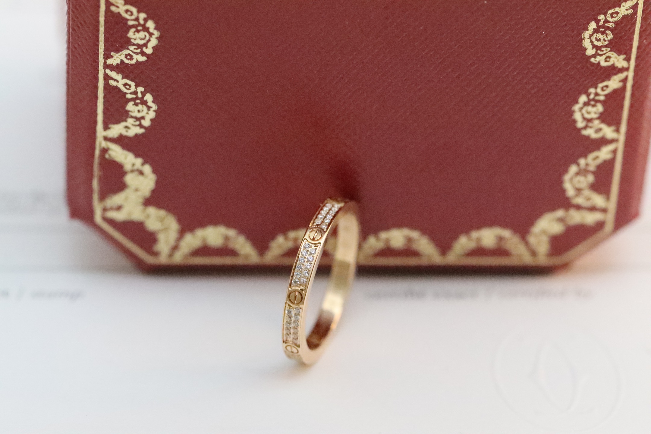 Cartier Cartier 玫瑰金 超窄版满天星双排钻戒指