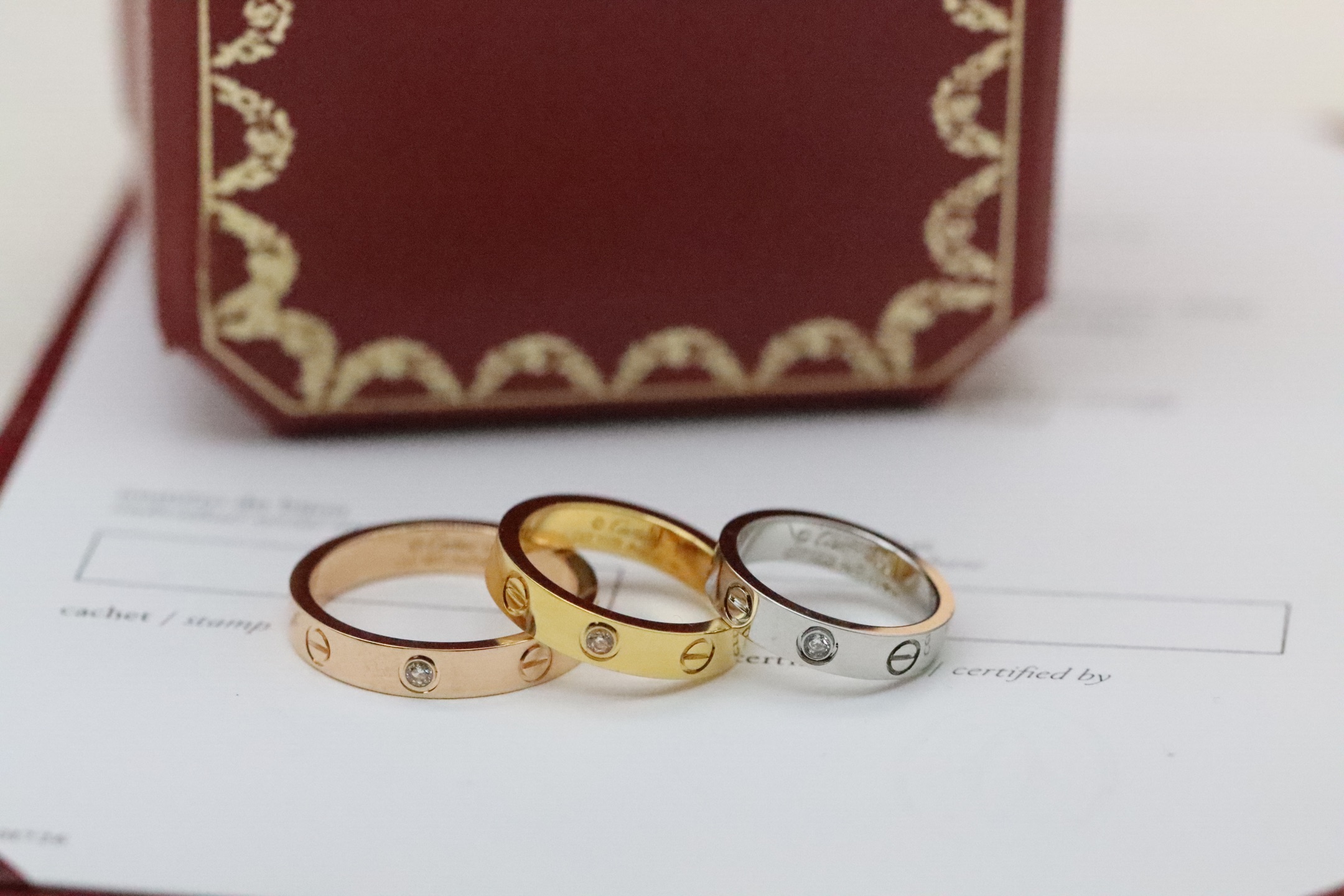 Cartier Cartier 三色 单钻窄版 戒指