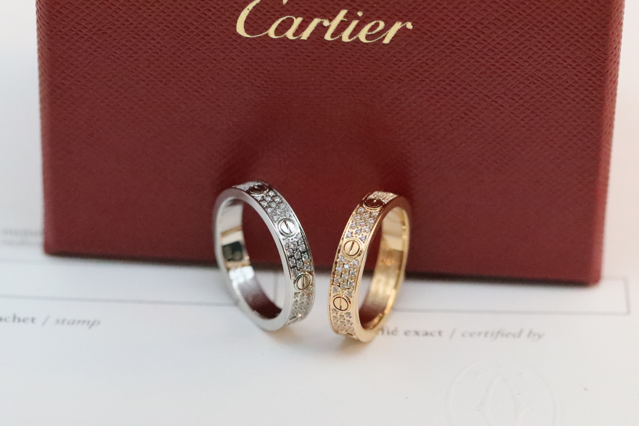 Cartier Cartier 三色 窄版满天星三排钻 戒指