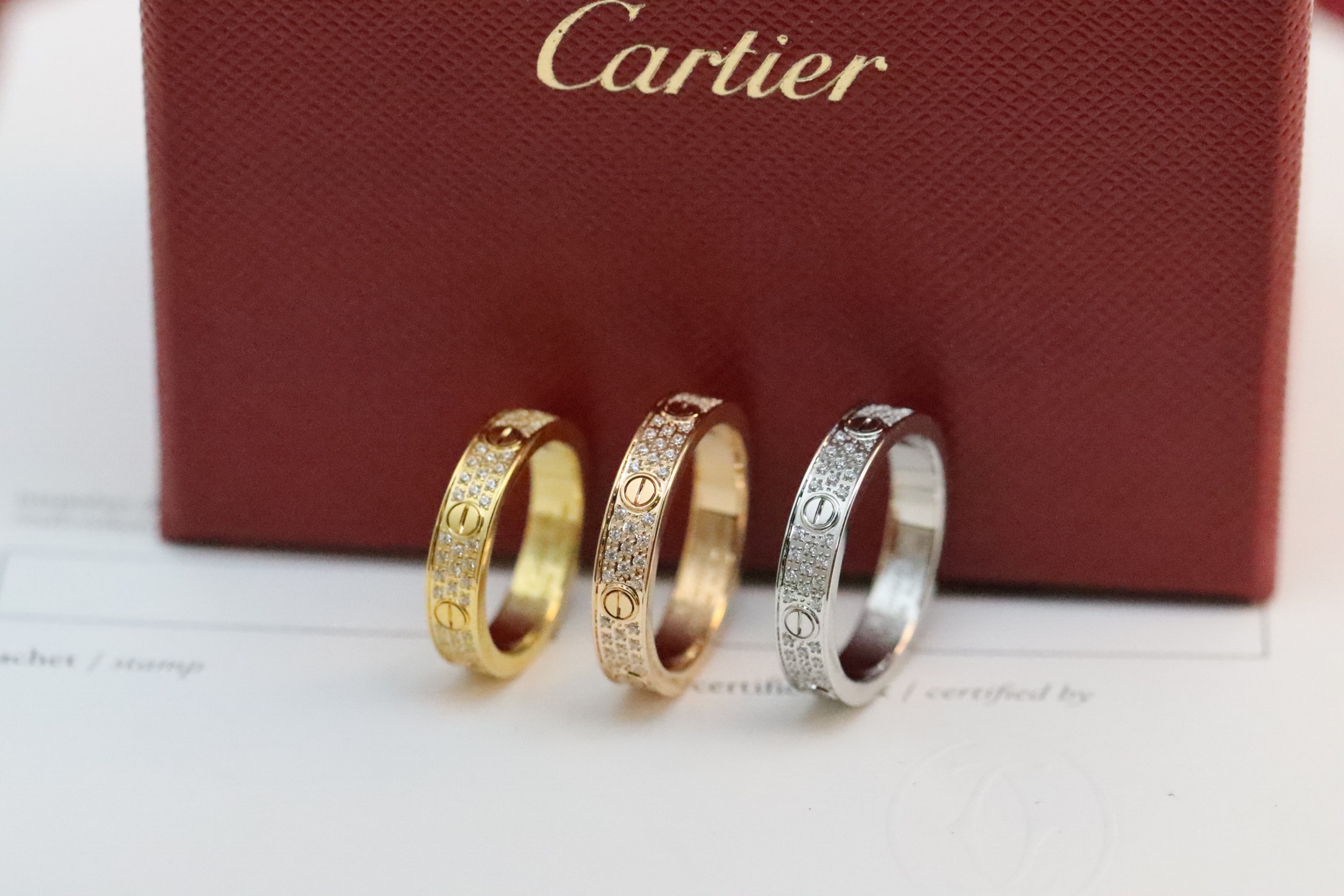 Cartier Cartier 三色 窄版满天星三排钻 戒指