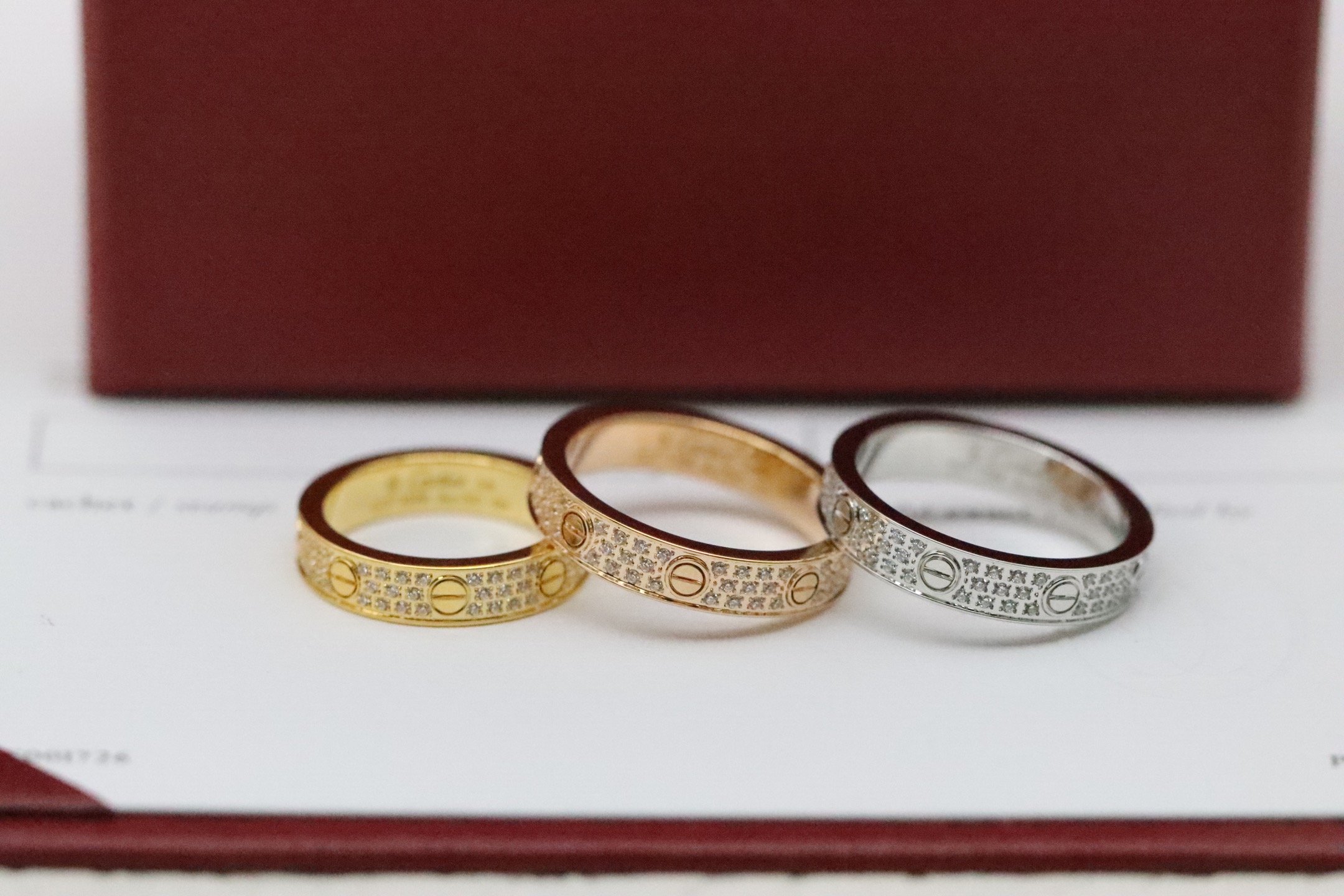 Cartier Cartier 三色 窄版满天星三排钻 戒指