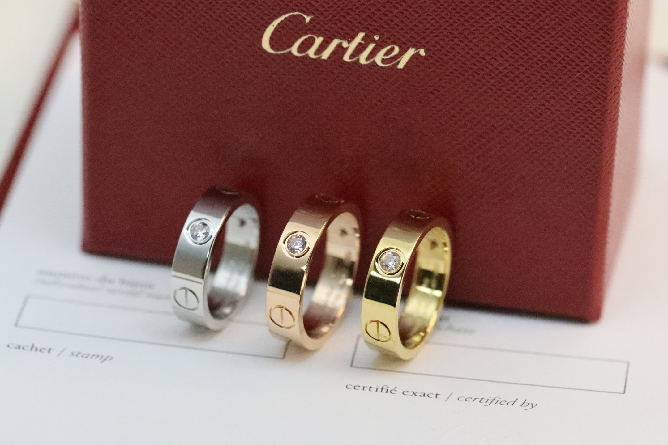Cartier Cartier 三色 单钻宽版 戒指