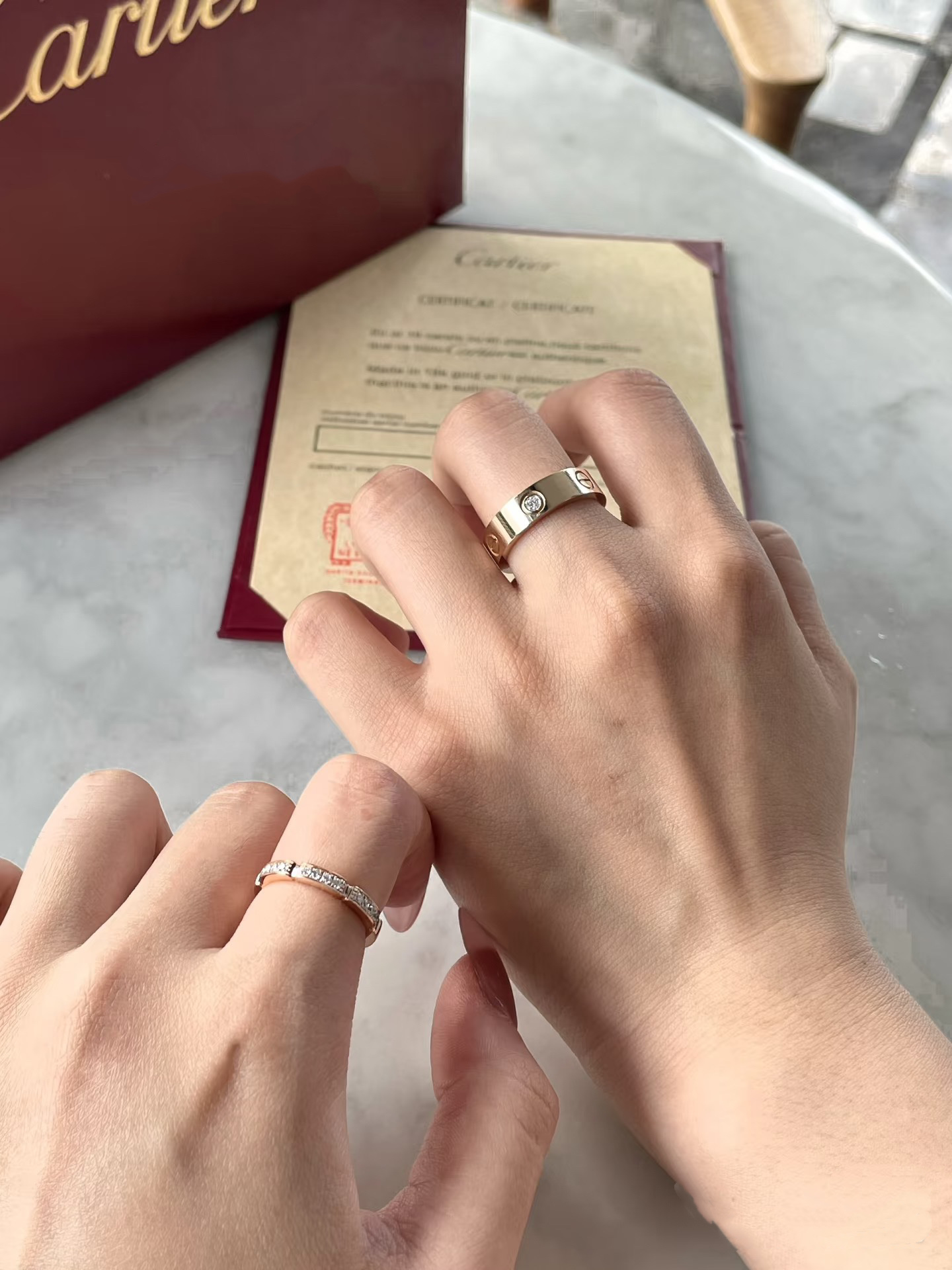 Cartier Cartier 三色 单钻宽版 戒指