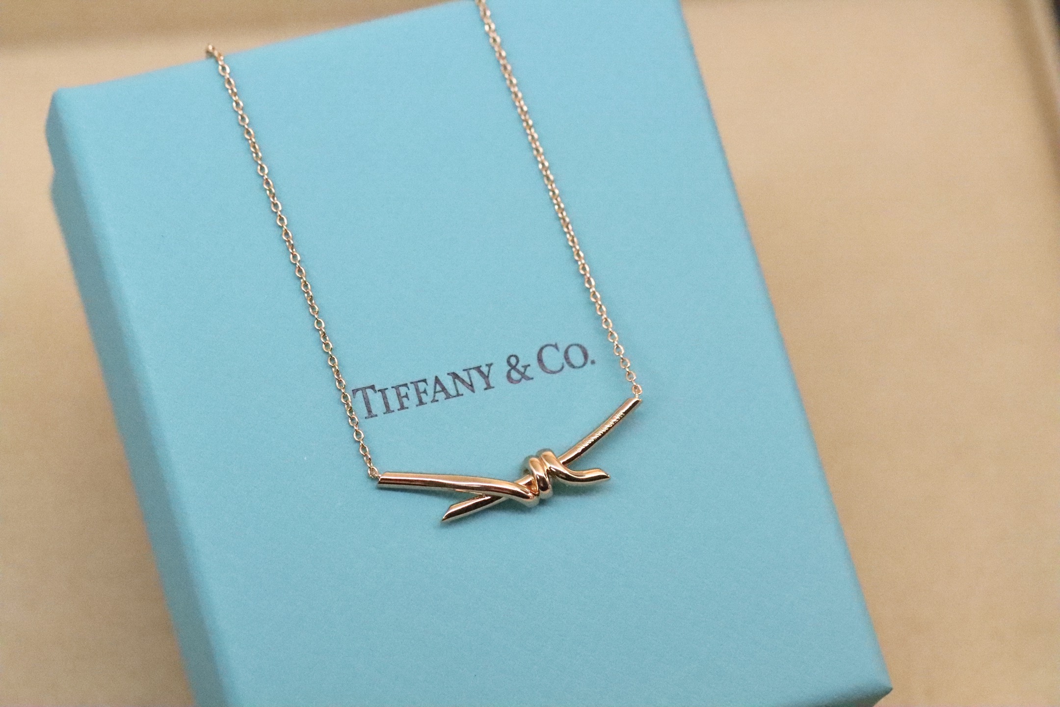 Tiffany & Co. Tiffany&Co. 玫瑰金满钻绳结锁骨项链
