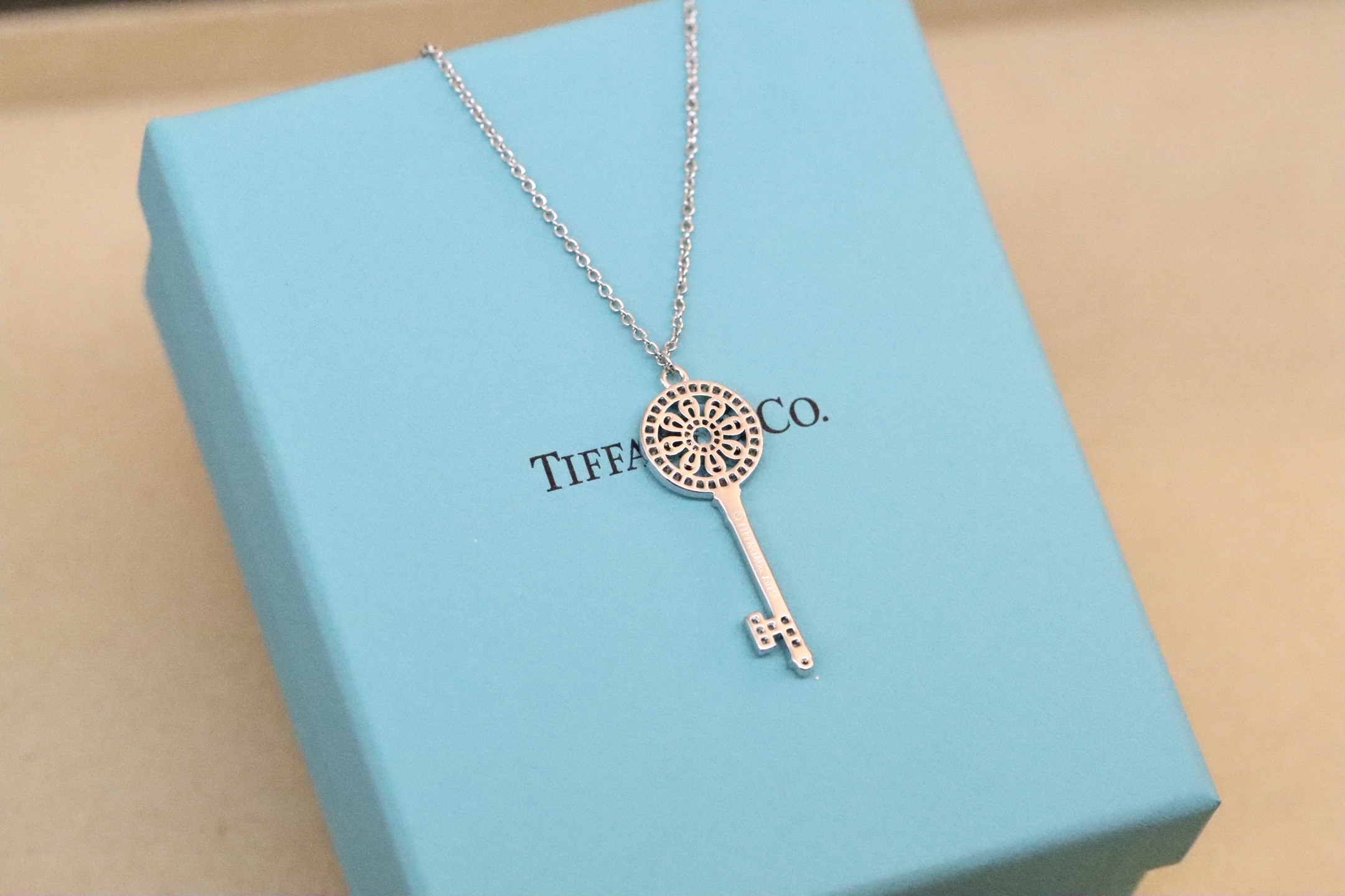 Tiffany & Co. Tiffany&Co. 满钻太阳花钥匙锁骨项链 纯银