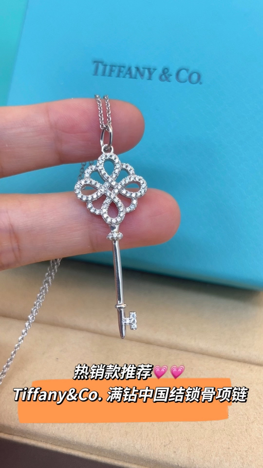 Tiffany & Co. Tiffany&Co. 满钻中国结锁骨项链 纯银