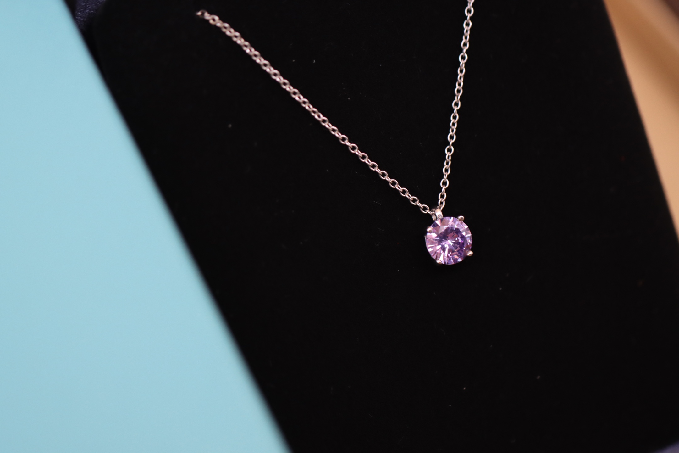 Tiffany & Co. Tiffany&Co. 银色紫色单钻 锁骨项链 纯银