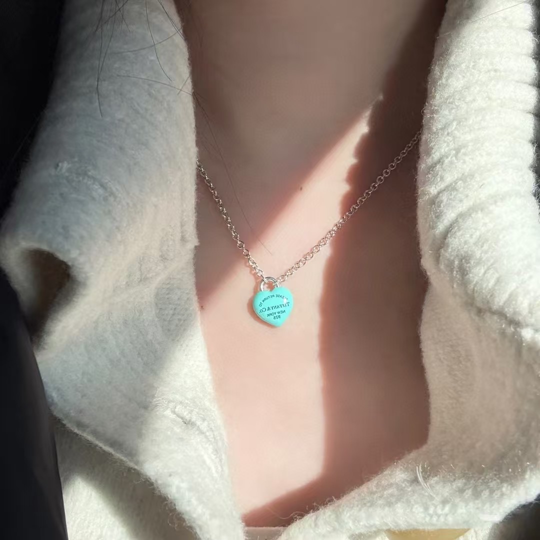 Tiffany & Co. Tiffany&Co.蓝胖子珐琅爱心糖豆 锁骨项链