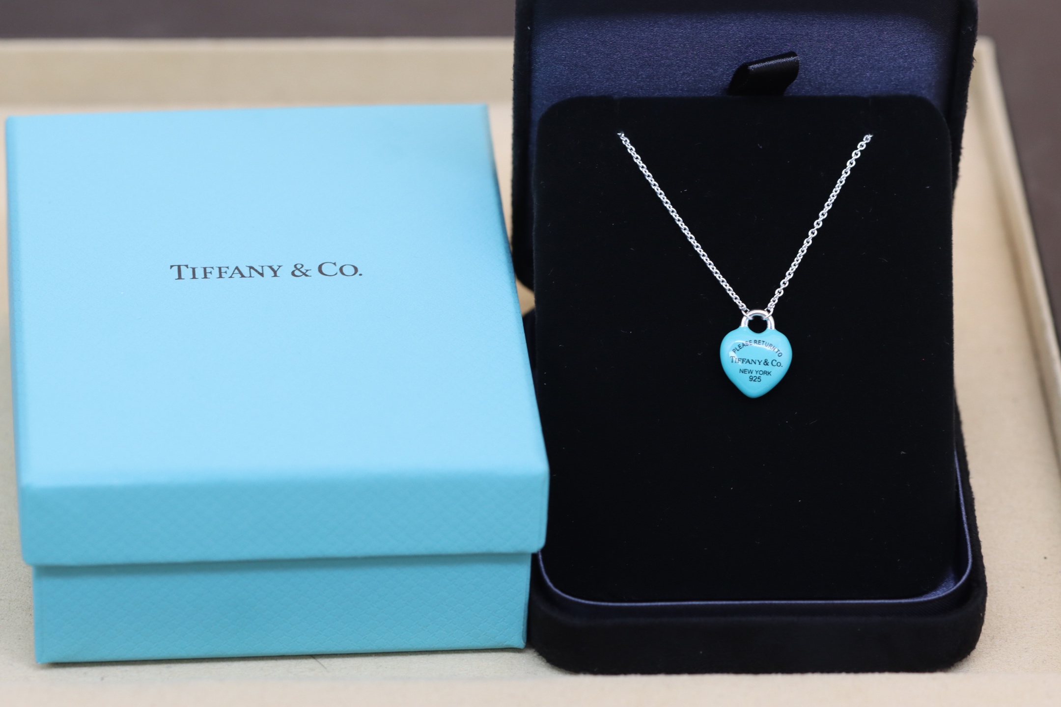 Tiffany & Co. Tiffany&Co.蓝胖子珐琅爱心糖豆 锁骨项链