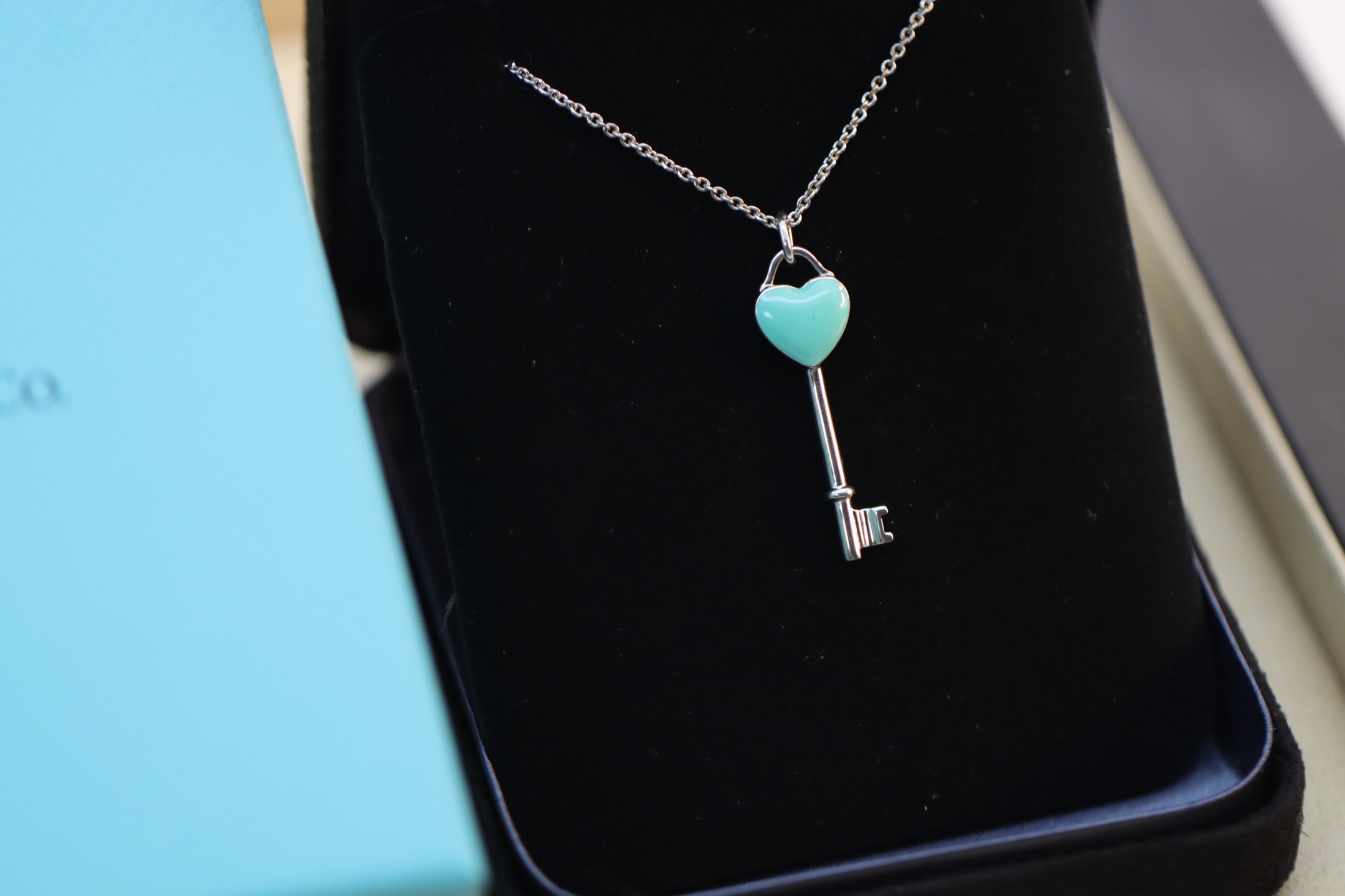 Tiffany & Co. Tiffany&Co.银色蓝珐琅爱心钥匙项链 925纯银