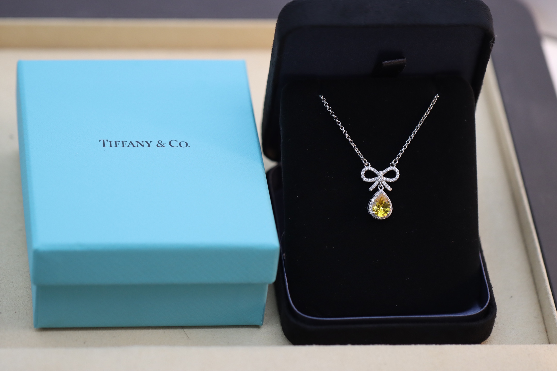 Tiffany & Co. Tiffany&Co.蝴蝶结黄钻项链 925纯银