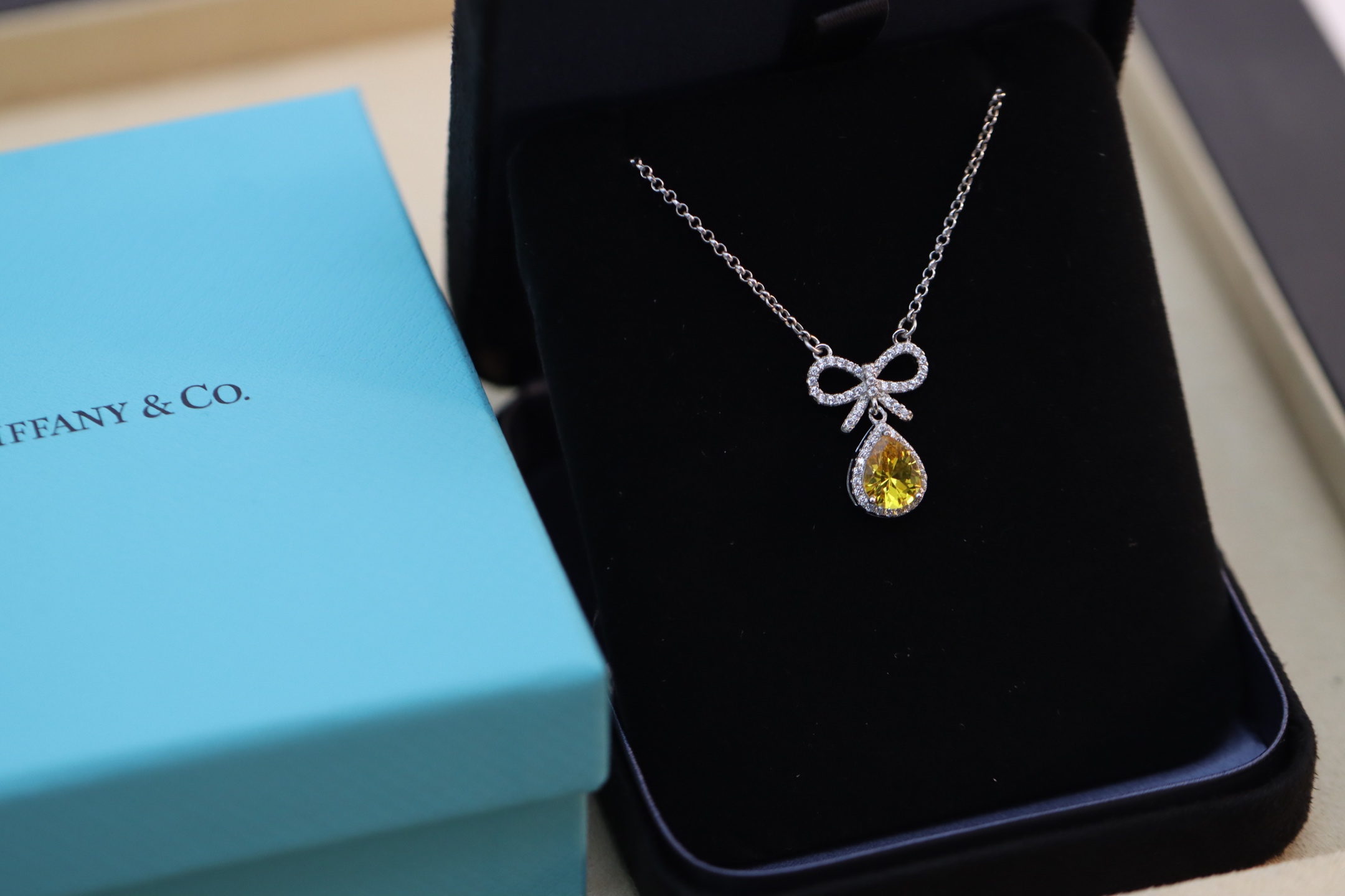 Tiffany & Co. Tiffany&Co.蝴蝶结黄钻项链 925纯银