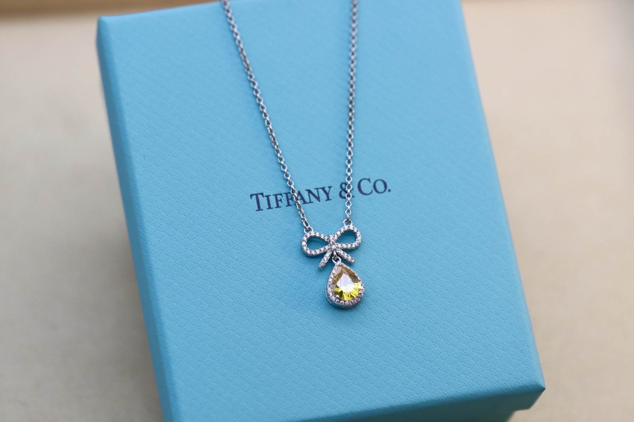 Tiffany & Co. Tiffany&Co.蝴蝶结黄钻项链 925纯银