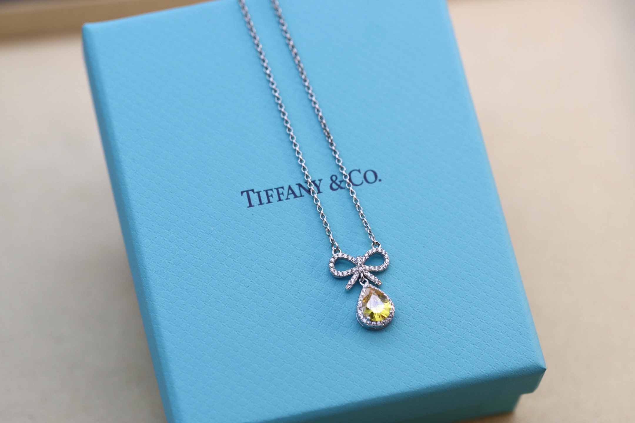 Tiffany & Co. Tiffany&Co.蝴蝶结黄钻项链 925纯银