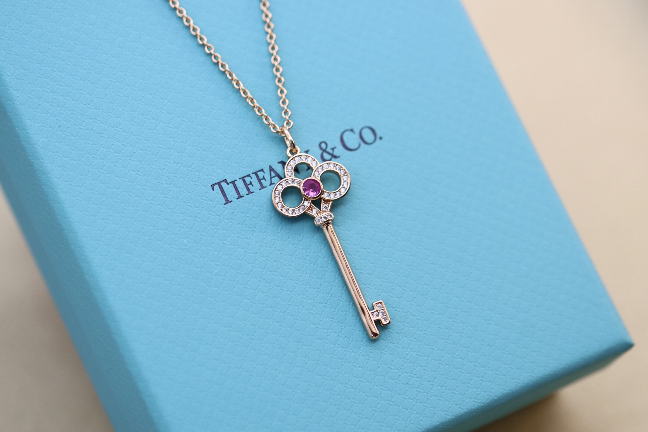 Tiffany & Co. Tiffany&Co.粉钻皇冠钥匙项链 925纯银