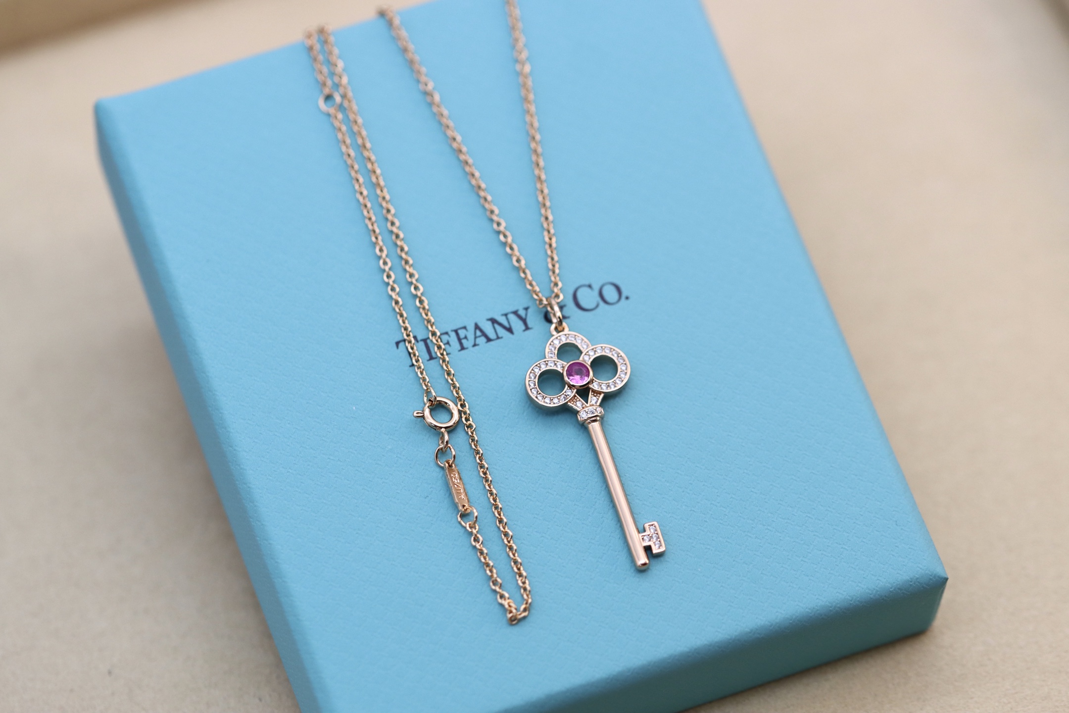 Tiffany & Co. Tiffany&Co.粉钻皇冠钥匙项链 925纯银