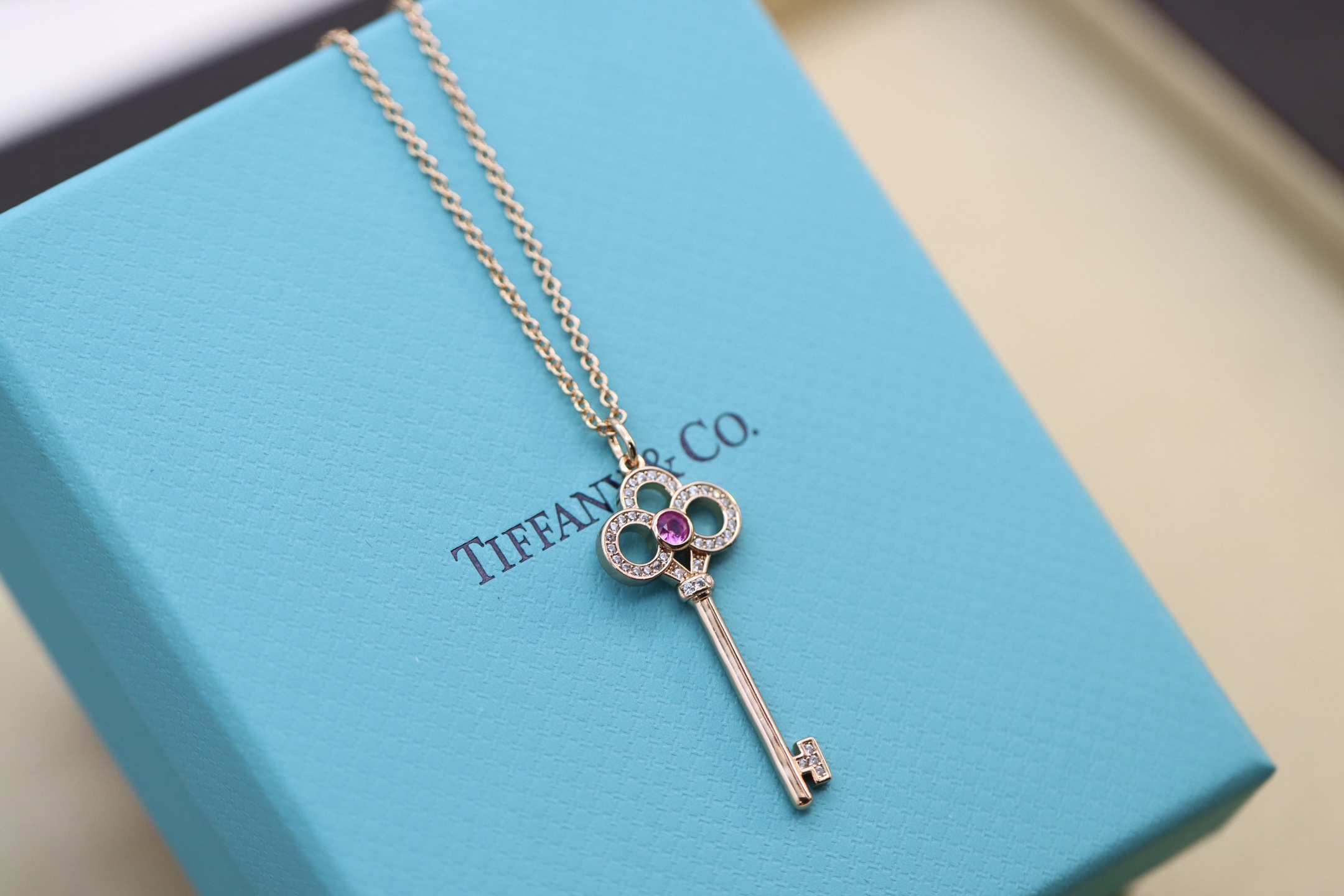 Tiffany & Co. Tiffany&Co.粉钻皇冠钥匙项链 925纯银