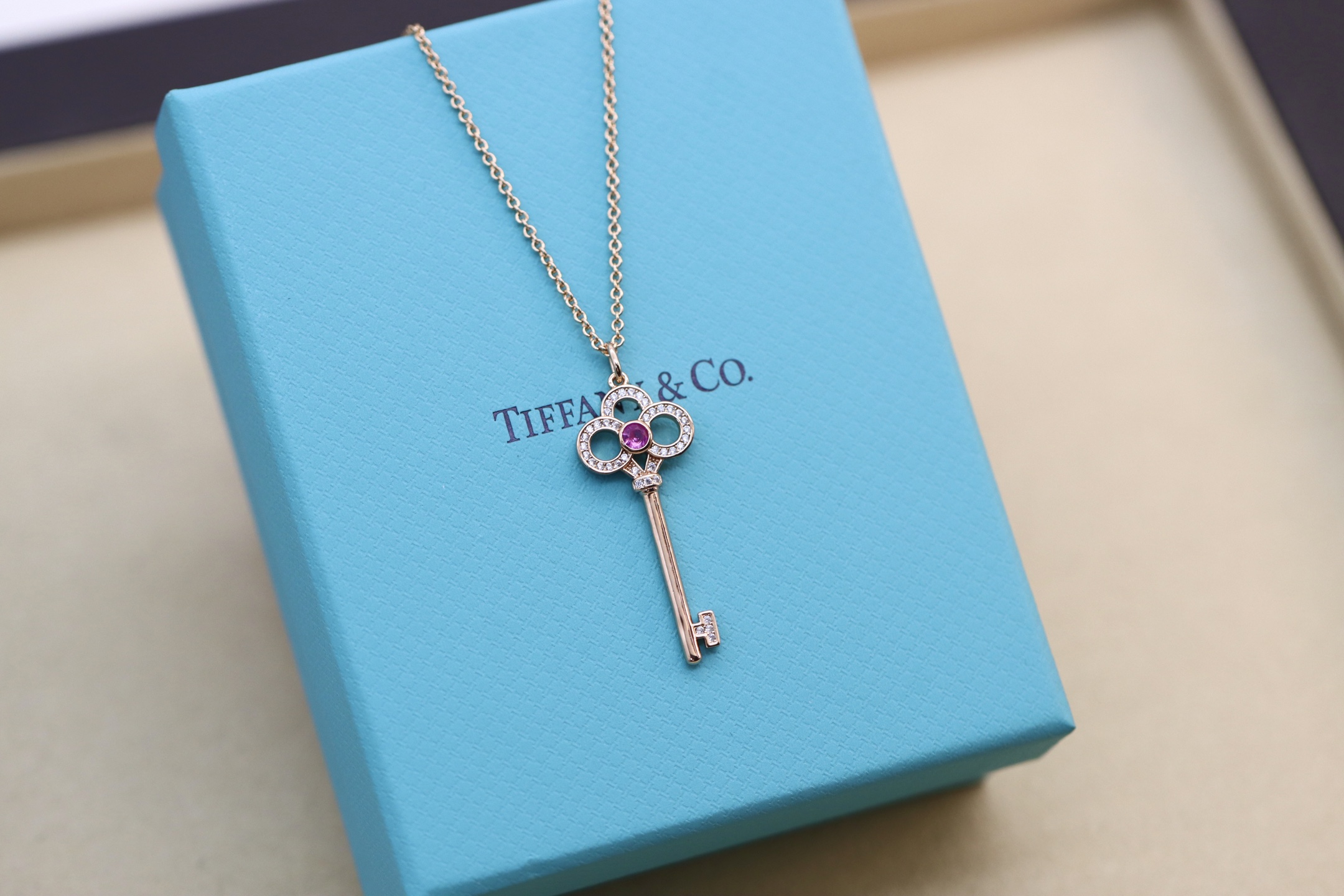 Tiffany & Co. Tiffany&Co.粉钻皇冠钥匙项链 925纯银