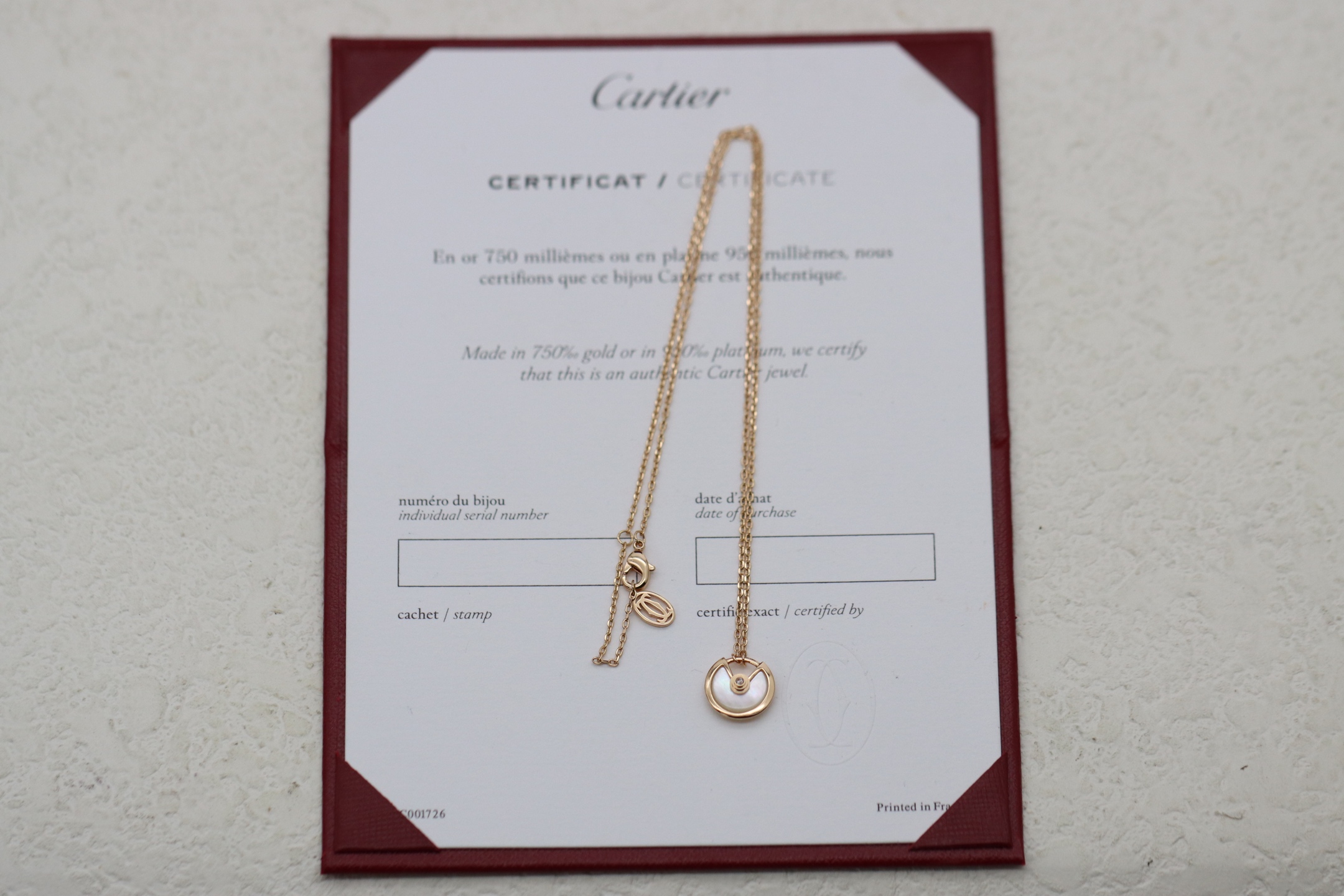 Cartier Cartier卡地亚 玫瑰金白贝护身符 锁骨项链