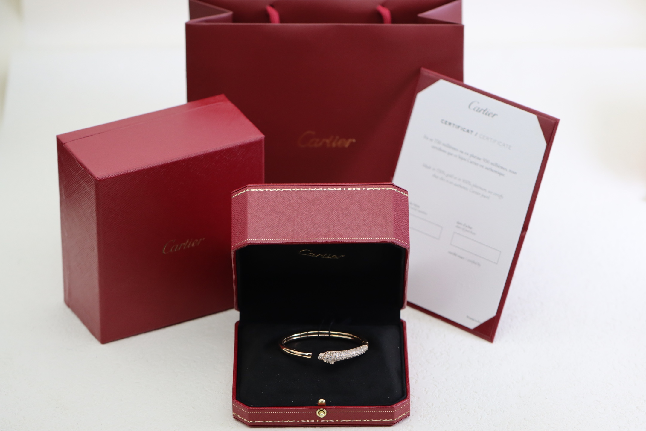 Cartier Cartier 高级珠宝系列 玫瑰金满钻豹子手镯