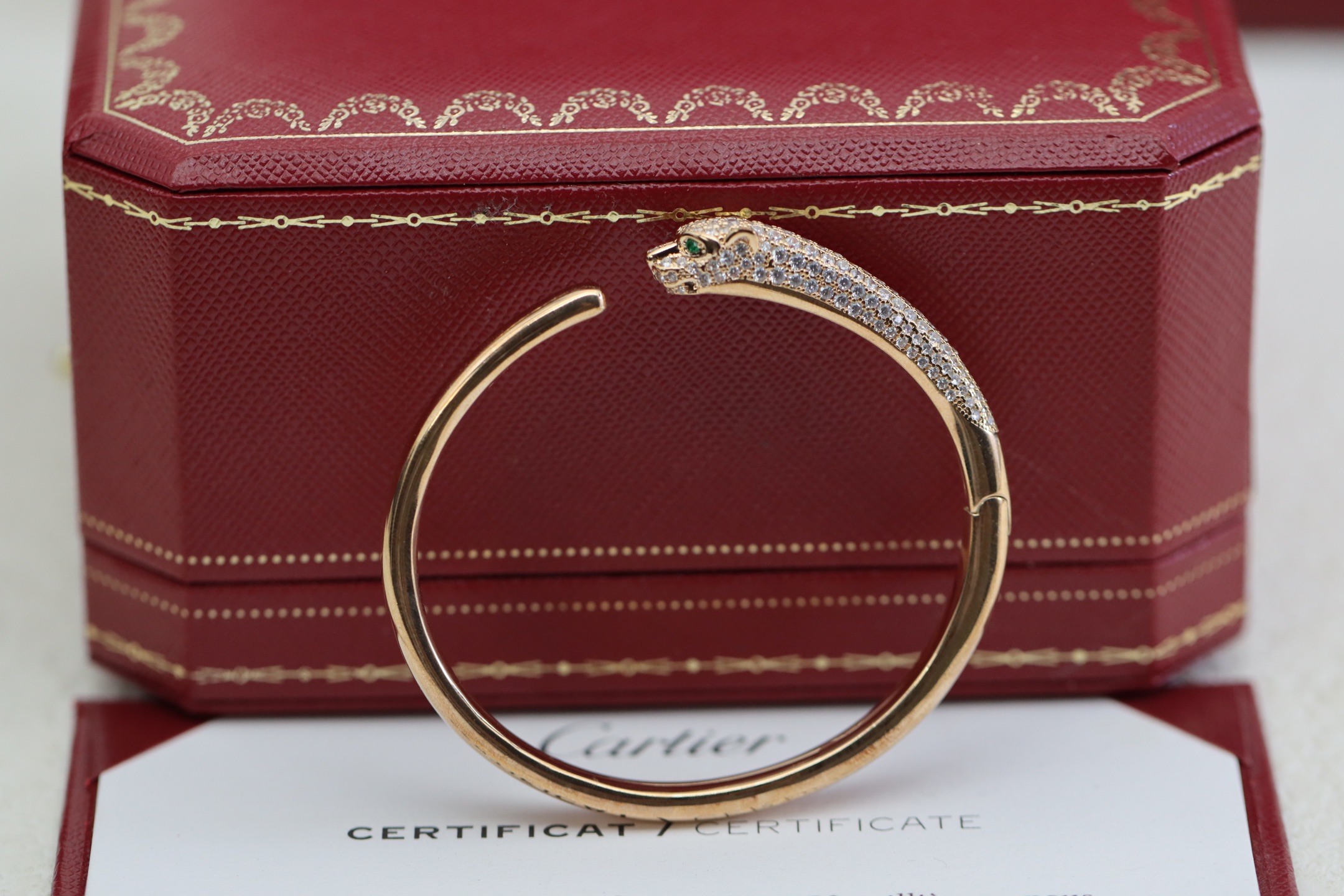 Cartier Cartier 高级珠宝系列 玫瑰金满钻豹子手镯