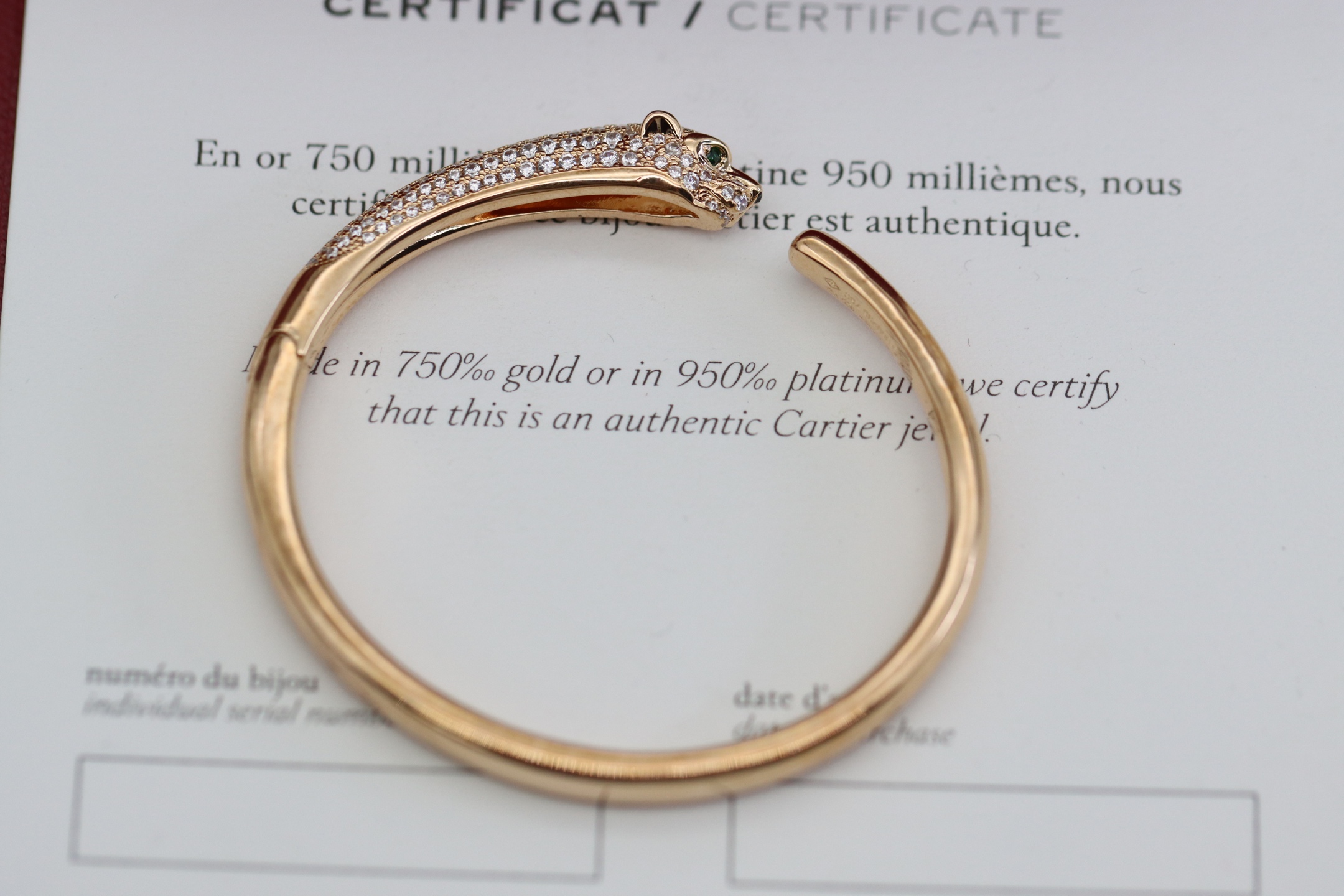 Cartier Cartier 高级珠宝系列 玫瑰金满钻豹子手镯