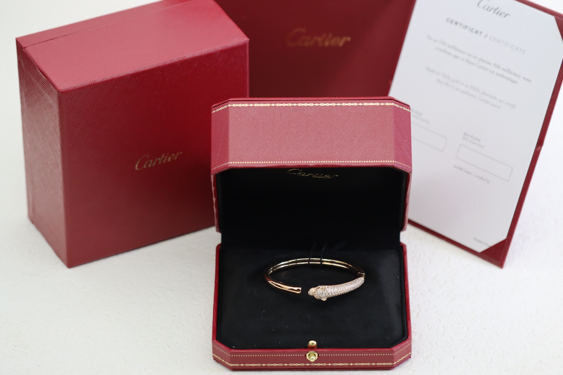 Cartier Cartier 高级珠宝系列 玫瑰金满钻豹子手镯