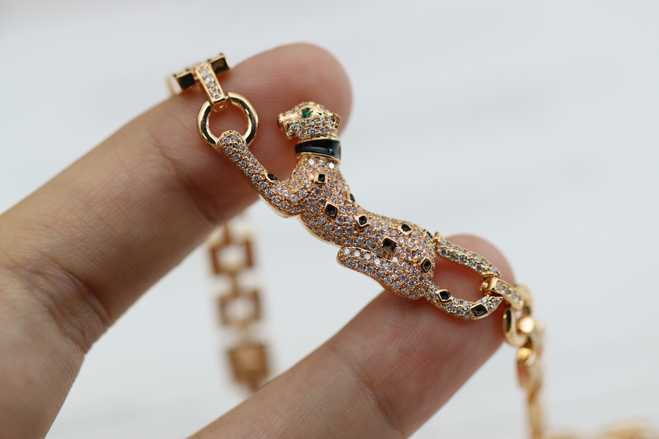 Cartier Cartier 满钻小豹子 竹节手链