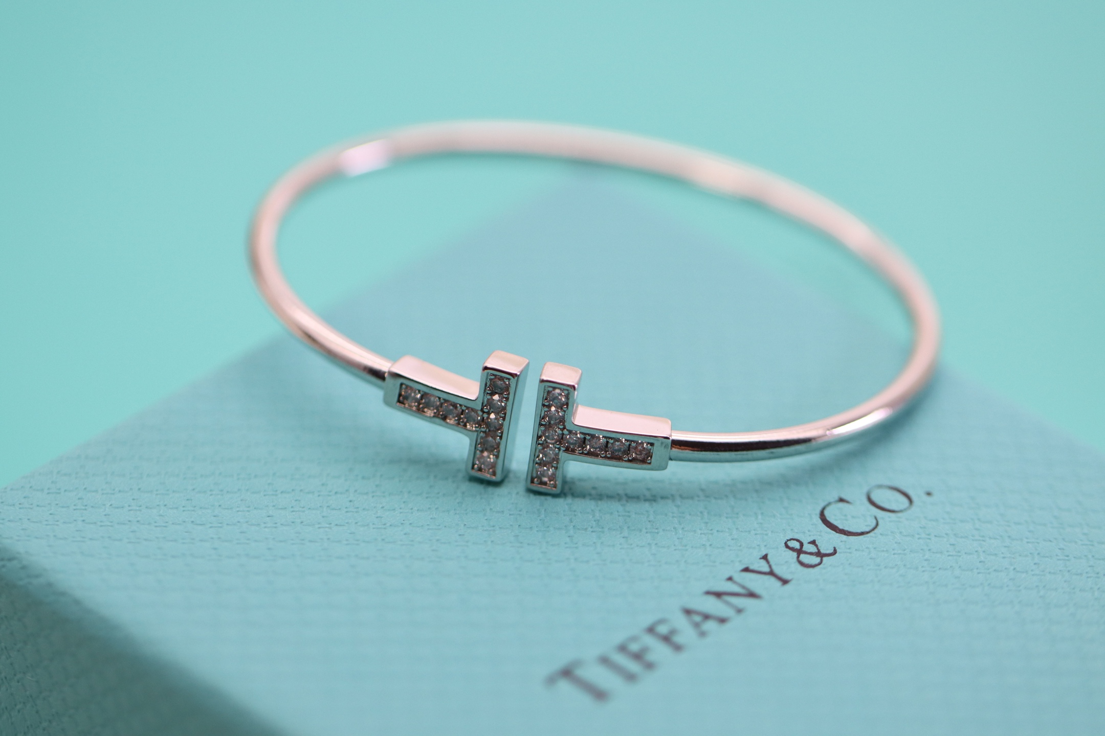 Tiffany & Co. Tiffany&Co. 银色满钻双T手镯