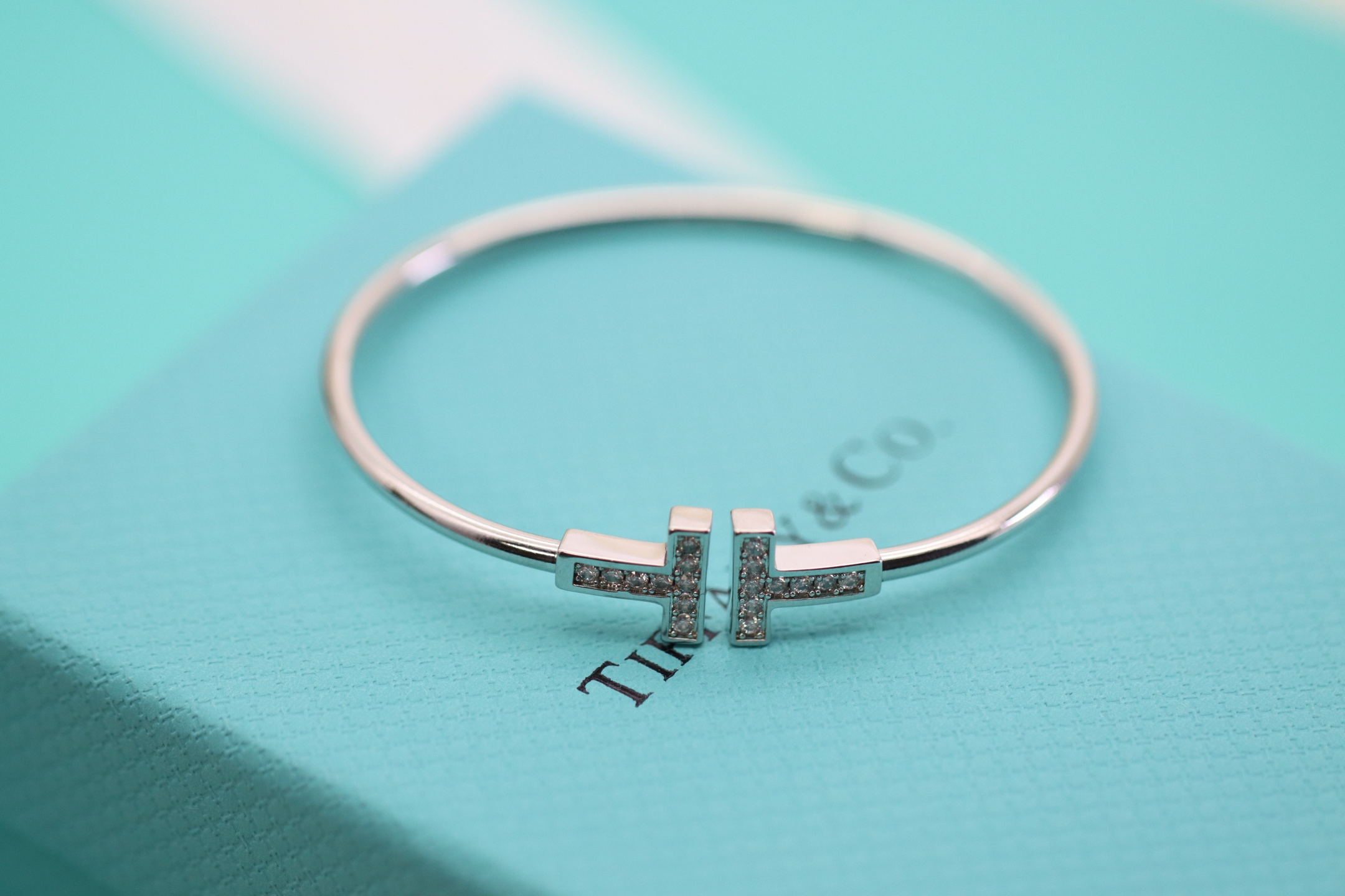 Tiffany & Co. Tiffany&Co. 银色满钻双T手镯