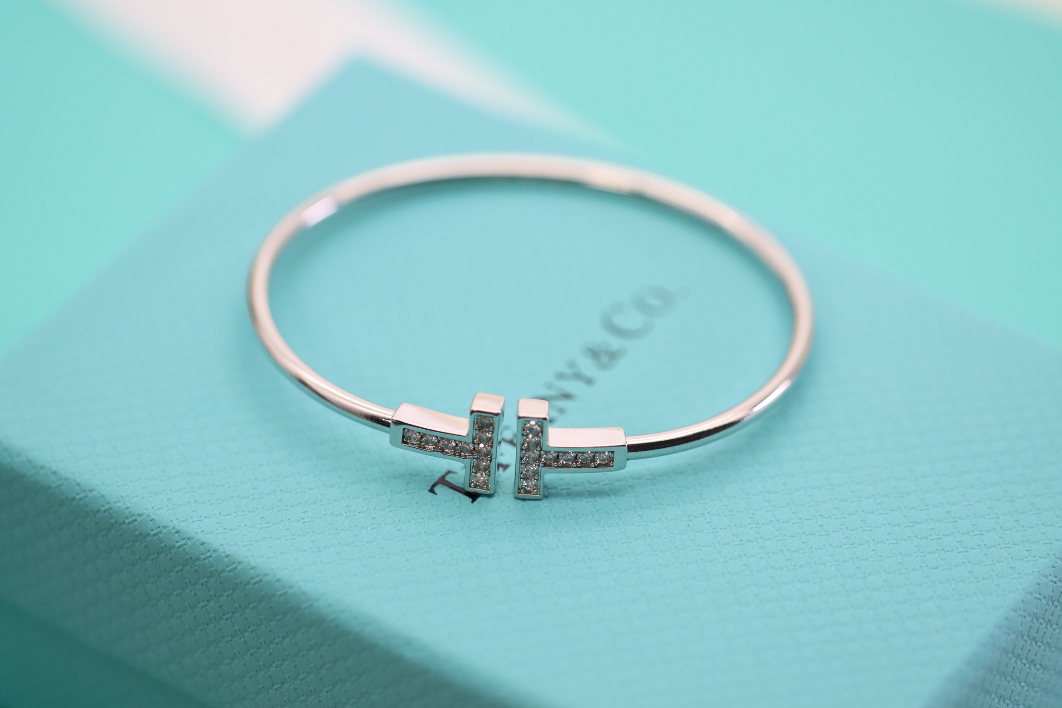 Tiffany & Co. Tiffany&Co. 银色满钻双T手镯