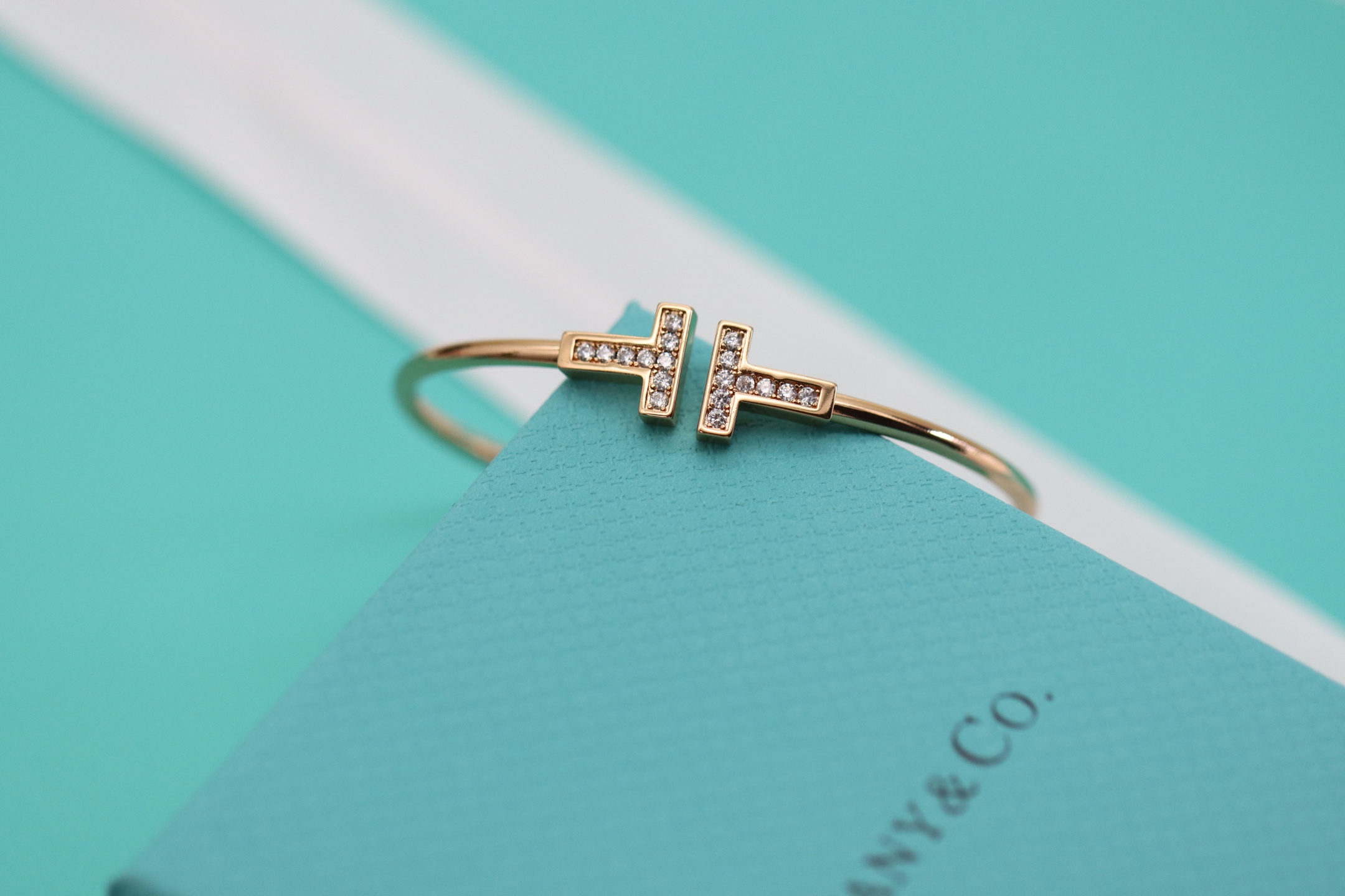 Tiffany & Co. Tiffany&Co. 玫瑰金满钻双T手镯