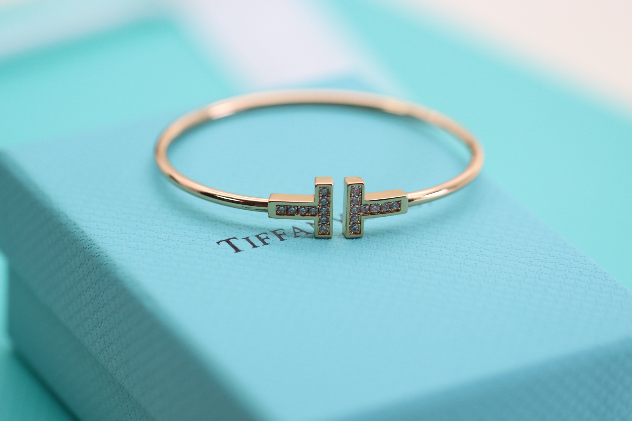 Tiffany & Co. Tiffany&Co. 玫瑰金满钻双T手镯