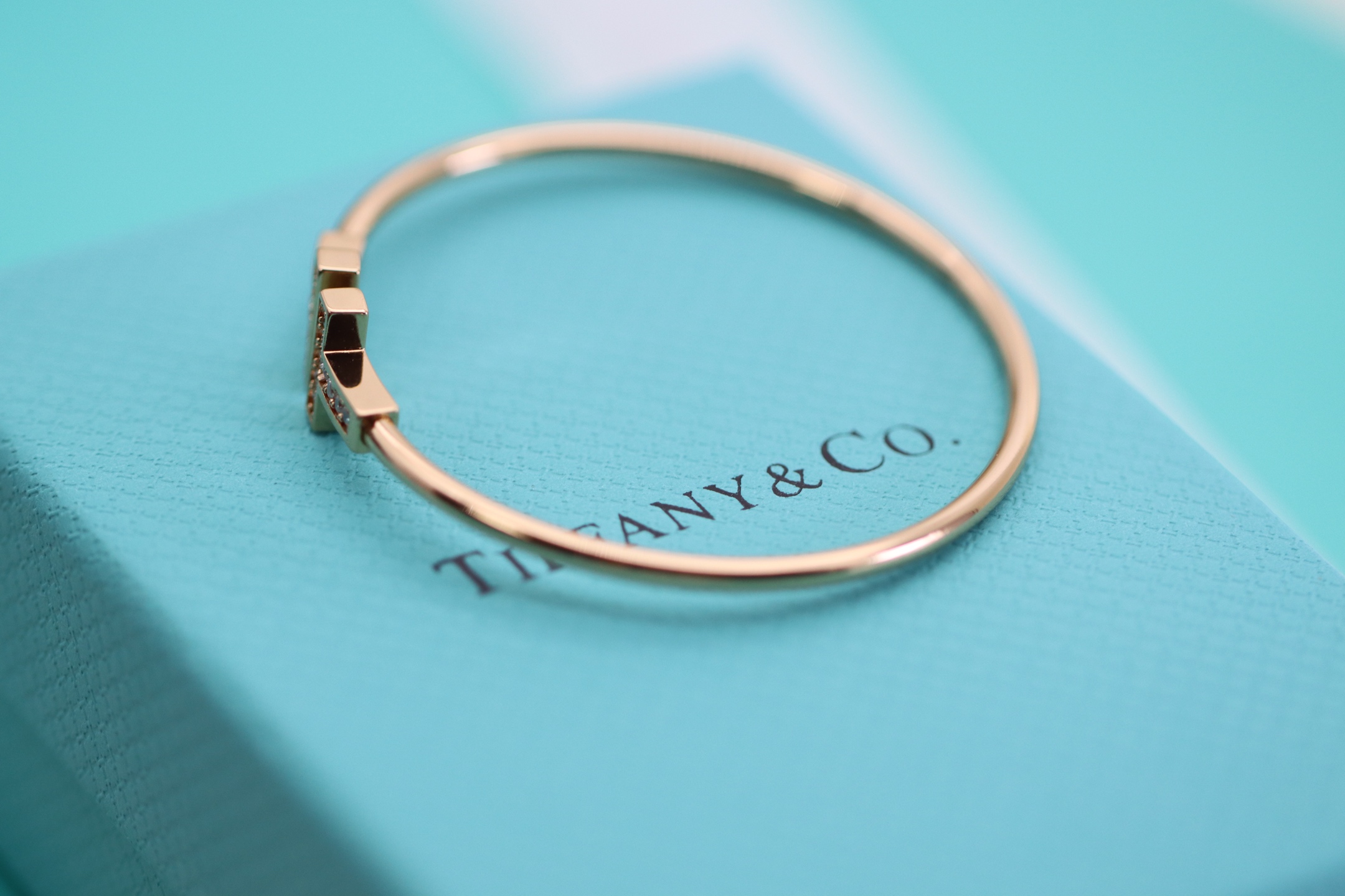 Tiffany & Co. Tiffany&Co. 玫瑰金满钻双T手镯