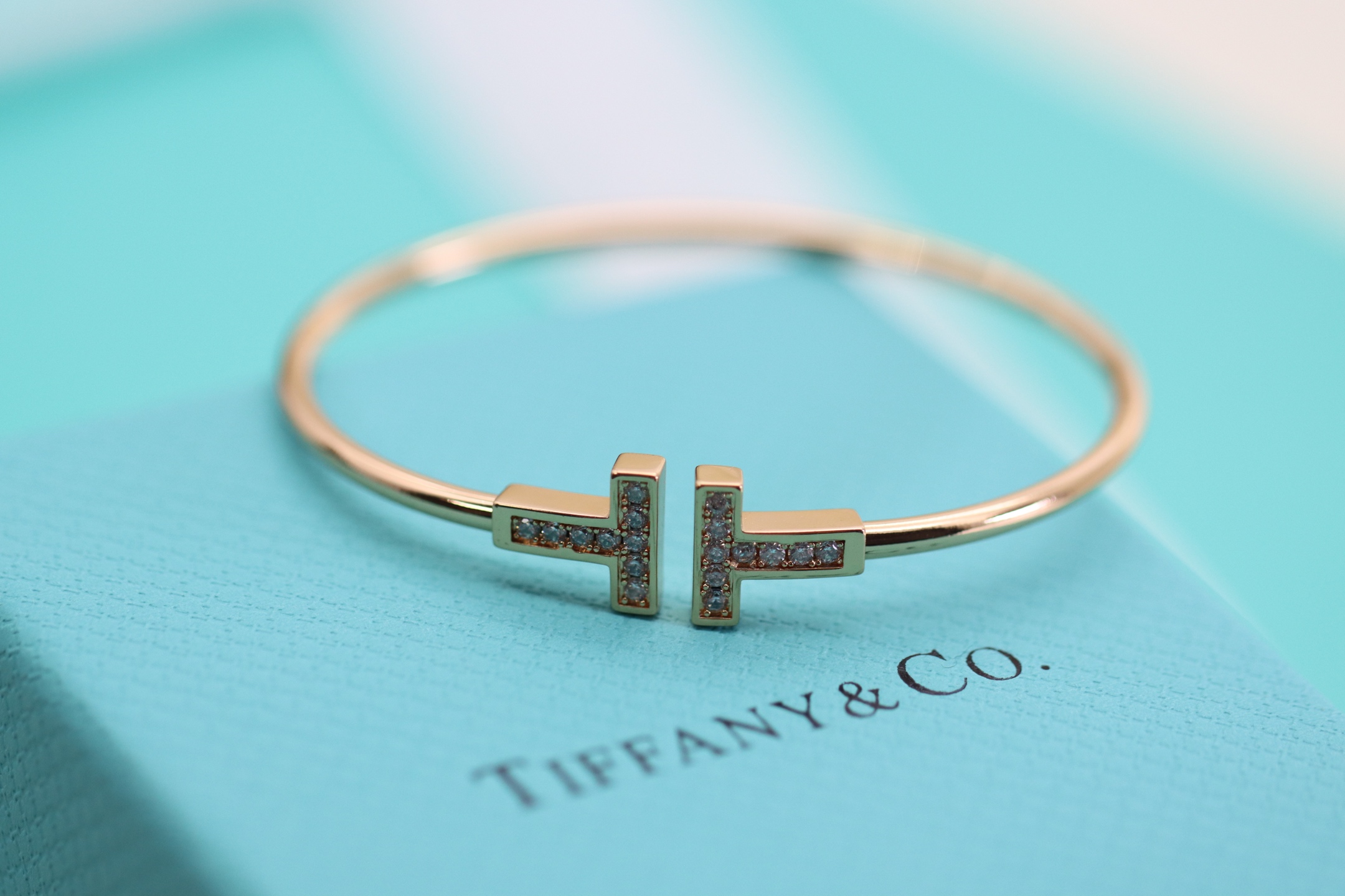 Tiffany & Co. Tiffany&Co. 玫瑰金满钻双T手镯