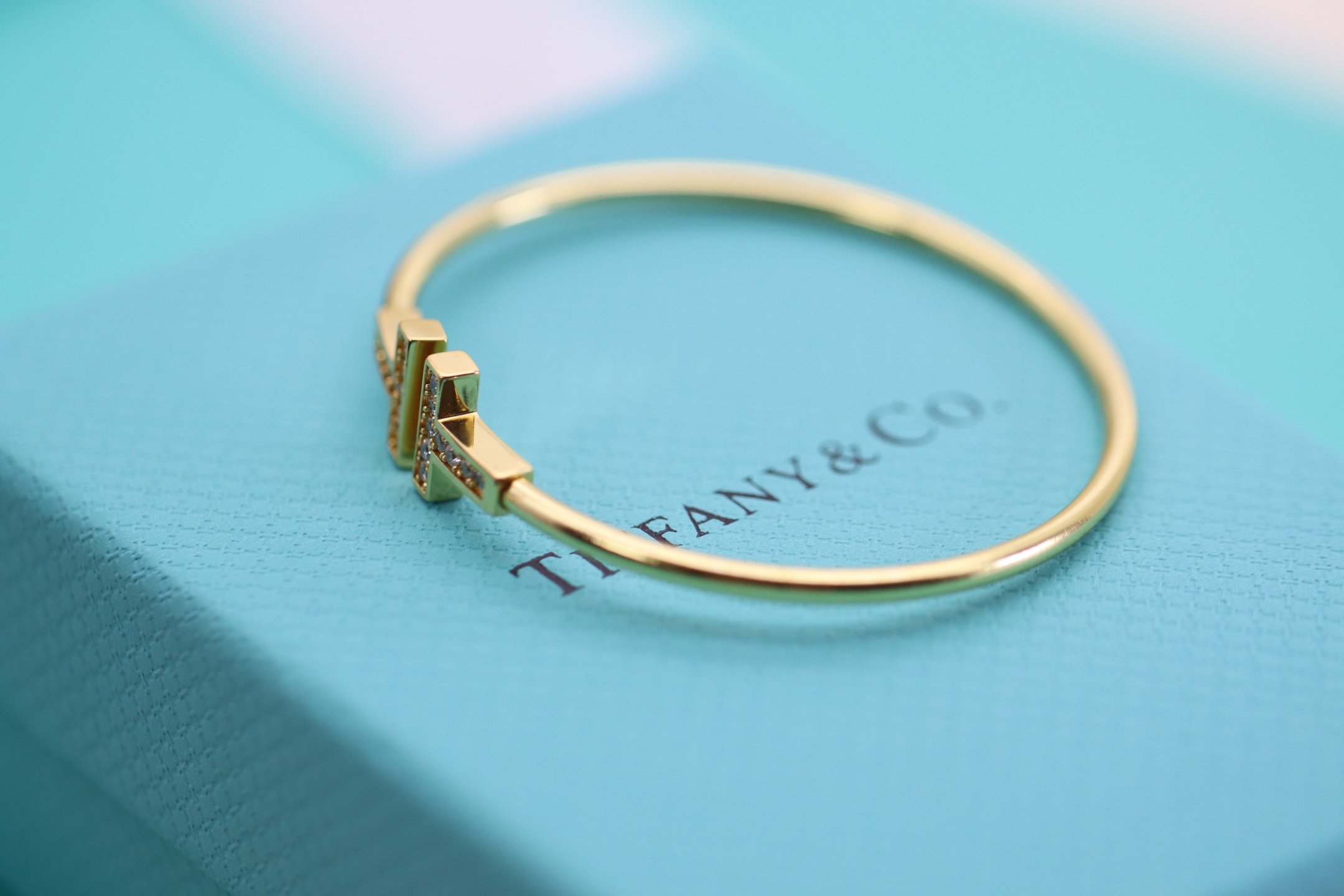 Tiffany & Co. Tiffany&Co. 香槟金满钻双T手镯