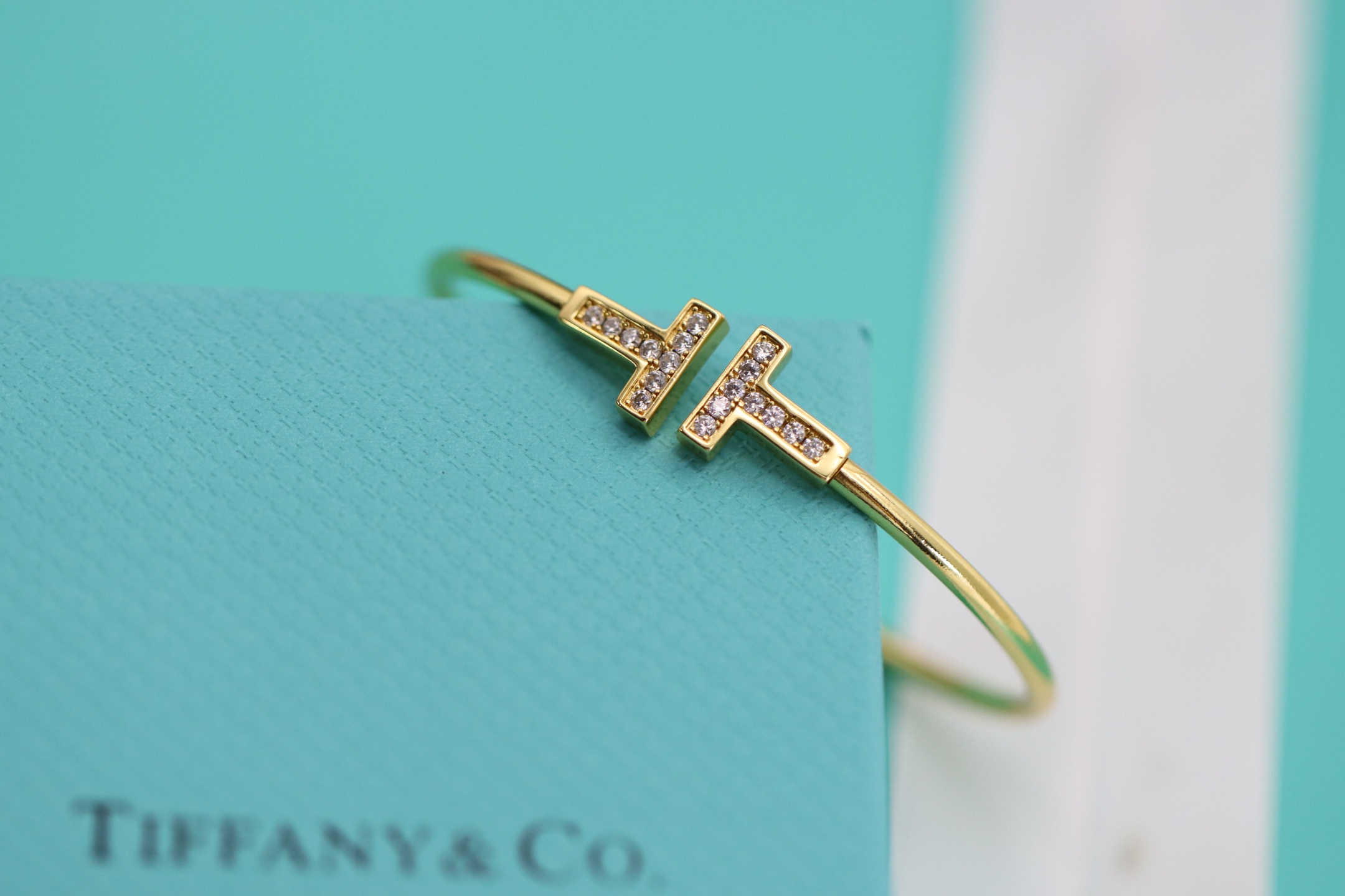 Tiffany & Co. Tiffany&Co. 香槟金满钻双T手镯