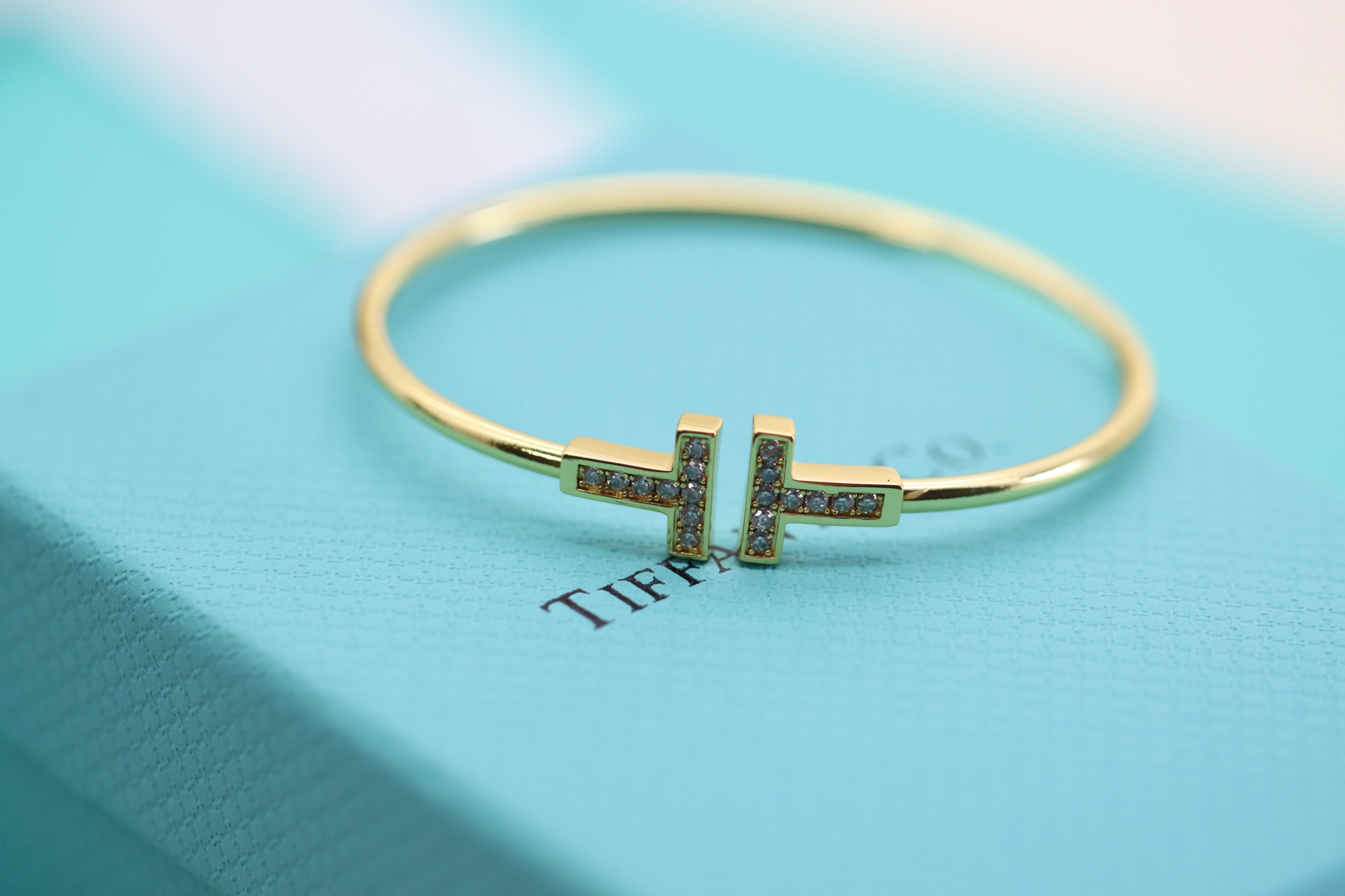 Tiffany & Co. Tiffany&Co. 香槟金满钻双T手镯