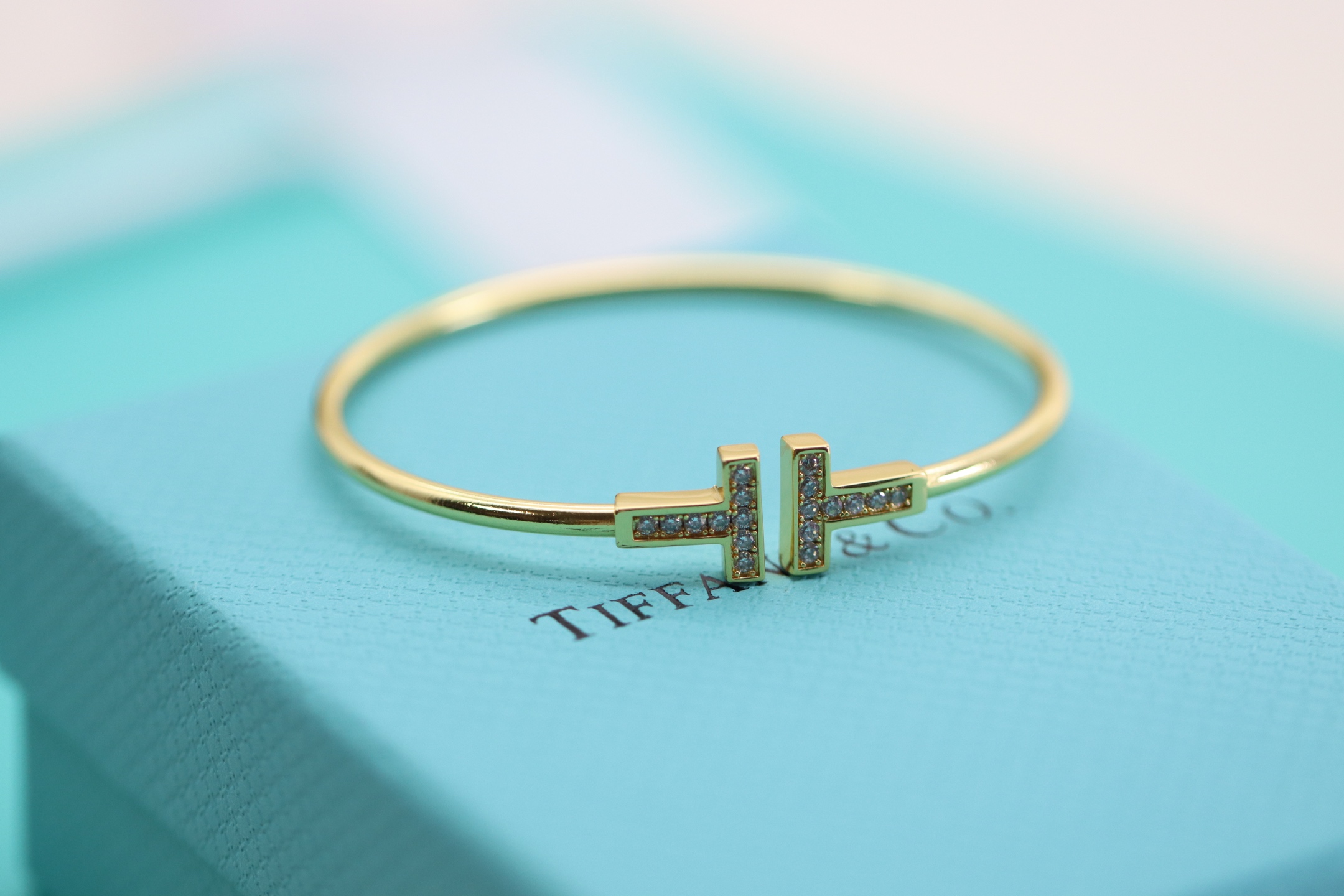 Tiffany & Co. Tiffany&Co. 香槟金满钻双T手镯