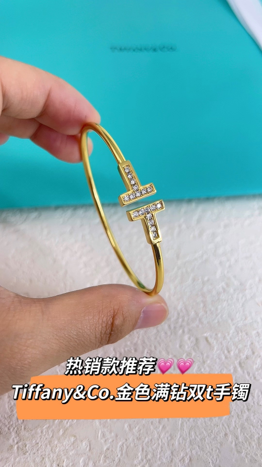 Tiffany & Co. Tiffany&Co. 香槟金满钻双T手镯