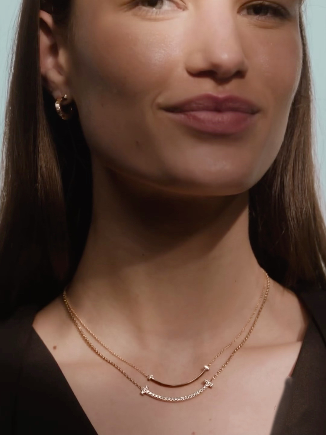 Tiffany & Co. Tiffany&Co. 香槟金满钻笑脸 锁骨项链
