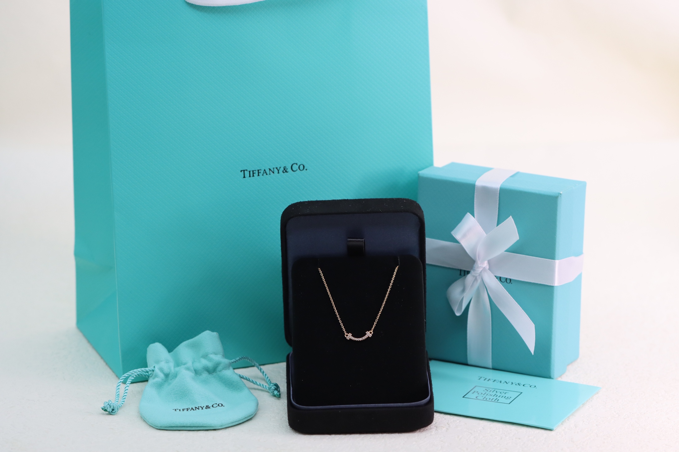 Tiffany & Co. Tiffany&Co. 玫瑰金迷你满钻笑脸项链