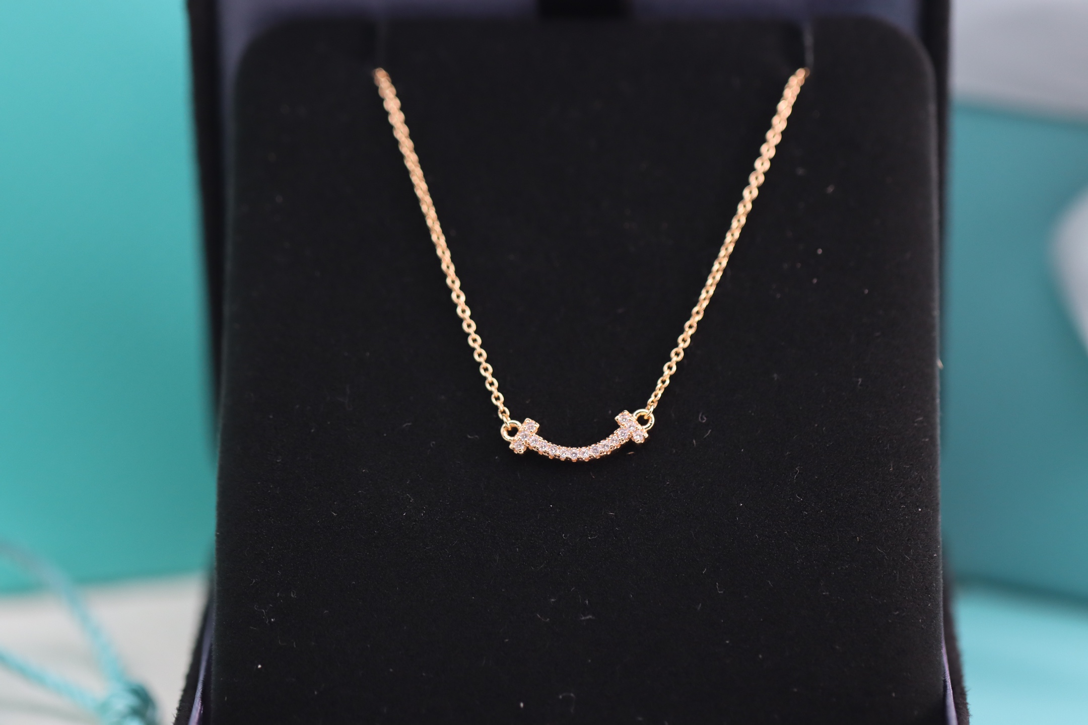 Tiffany & Co. Tiffany&Co. 玫瑰金迷你满钻笑脸项链